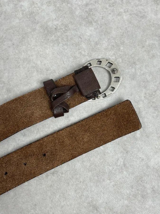 Gucci 2000s Gucci Brown Leather Horseshoe Logo Buckle Belt Size ONE SIZE - 6 Thumbnail
