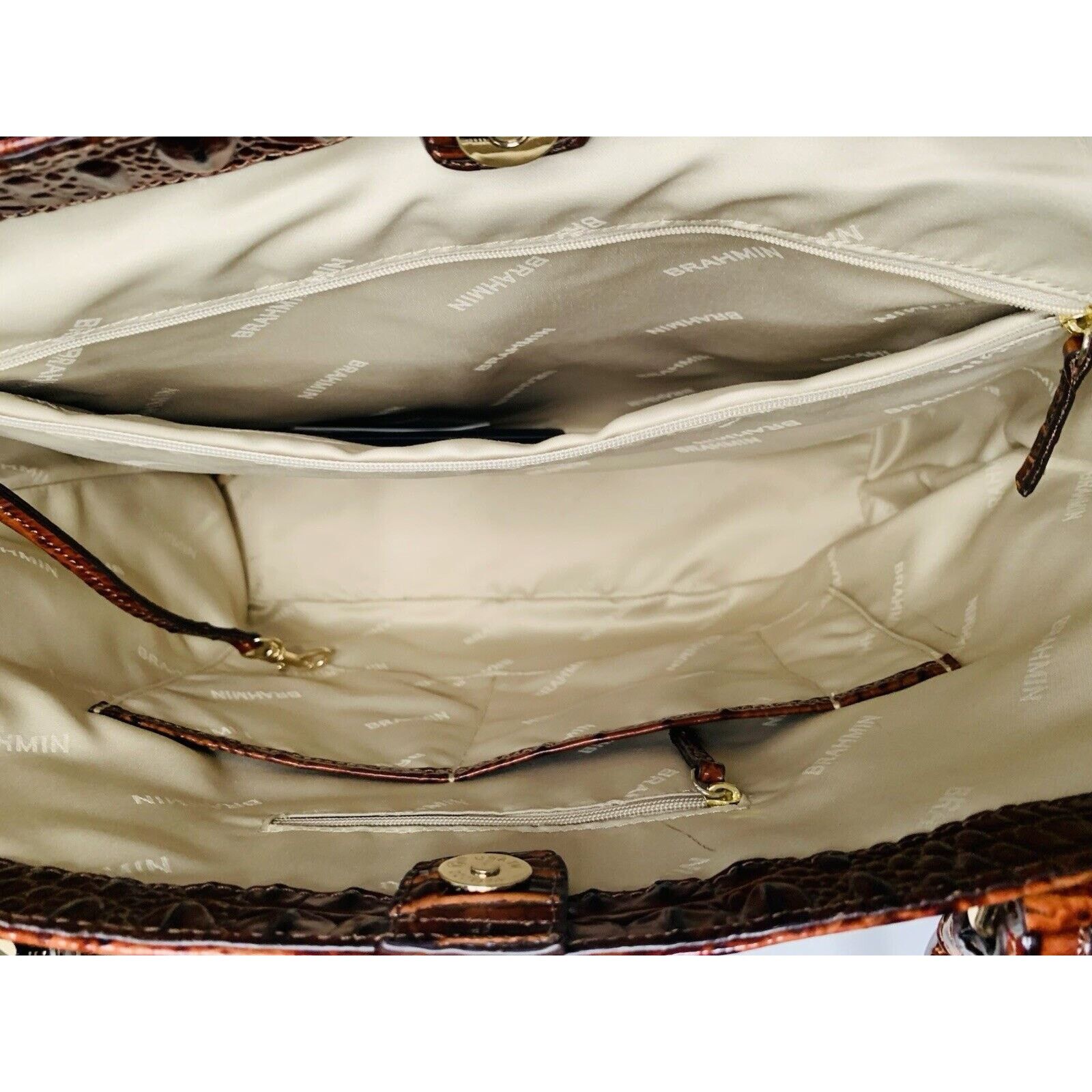 BRAHMIN Brahmin Brooke Pecan Pipa Greeting Massachusetts Tote Woody Size ONE SIZE - 14 Thumbnail