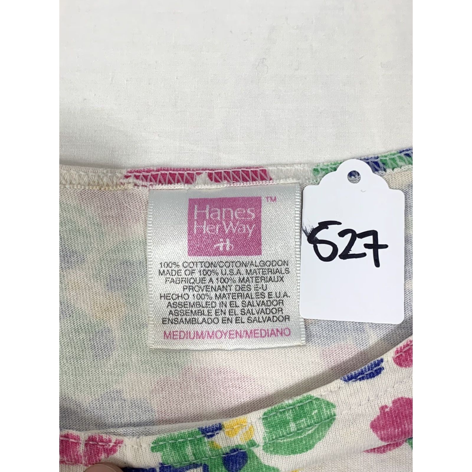 Hanes VINTAGE Hanes T-Shirt Floral White L 1990s Casual Cotton Single Stitch VTG Hanes HerWay #527 Mens? Women? Size L / US 10 / IT 46 - 8 Thumbnail