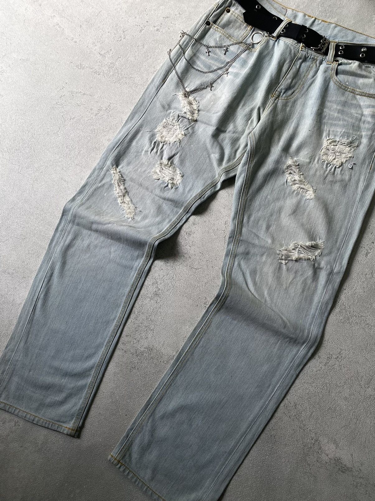 If Six Was Nine × Le Grande Bleu (L.G.B.) × Tete Homme tete homme ripped denim pants Size US 32 / EU 48 - 2 Thumbnail