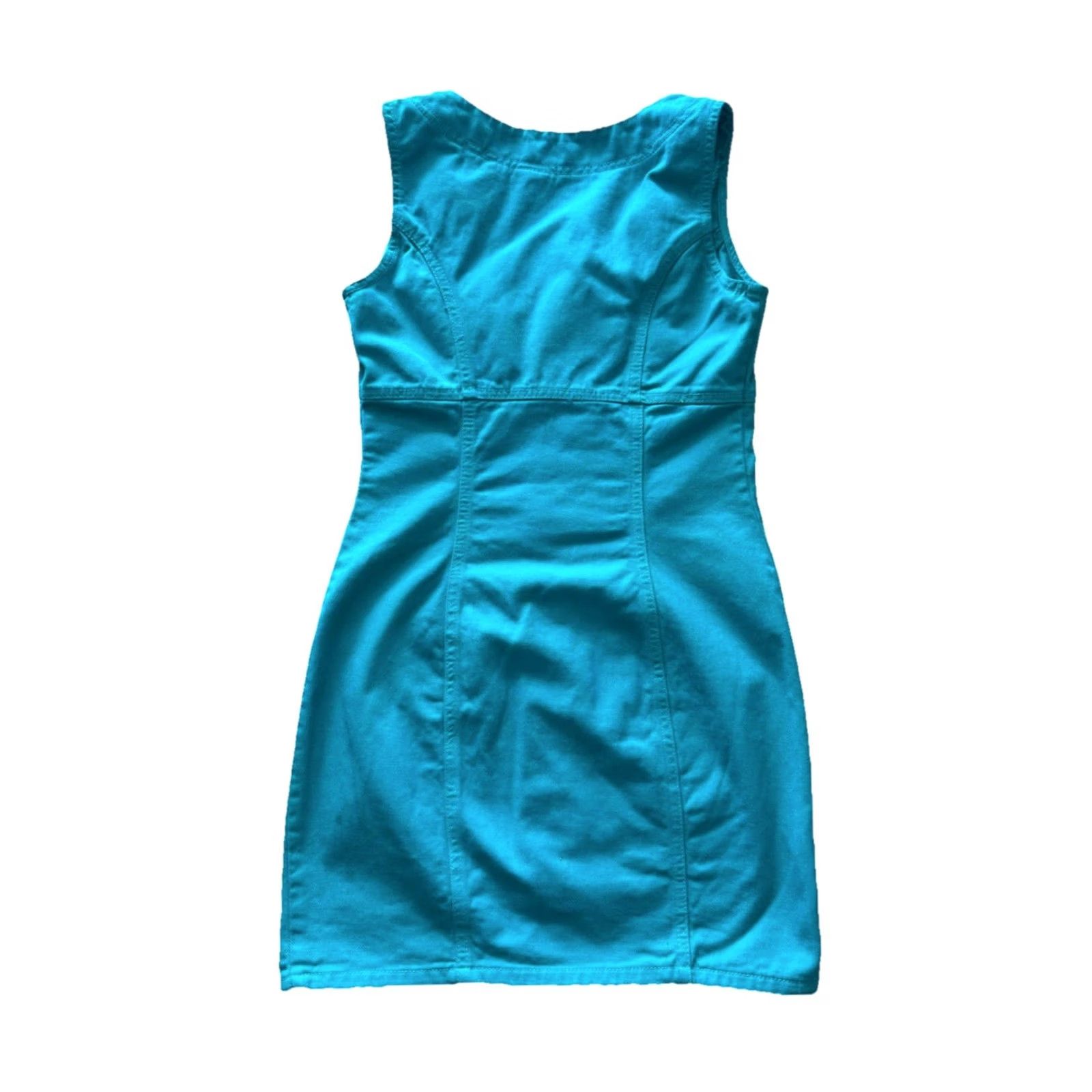 Vintage VINTAGE Bongo Denim Dress Tee​M Teal Button Halter Midi Dress 80s 90s Bohemian Western Womens Size M / US 6-8 / IT 42-44 - 7 Thumbnail