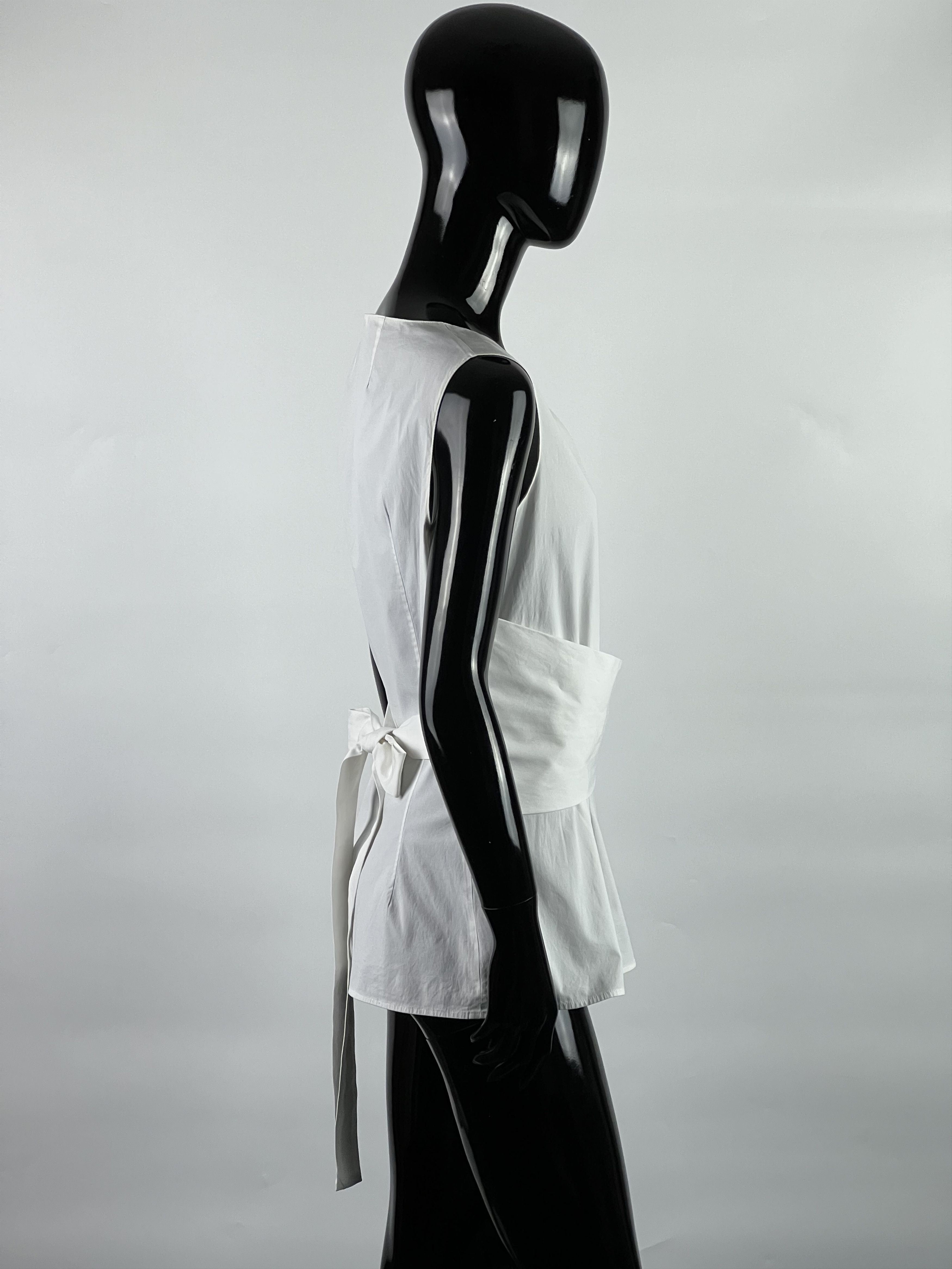 The Row The Row White Cotton Sleeveless Belted Blouse Size L / US 10 / IT 46 - 2 Thumbnail