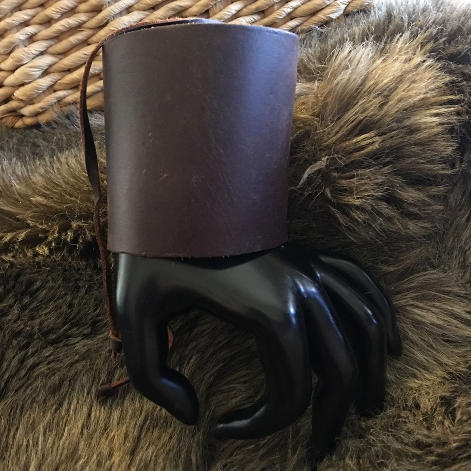 Vintage Vintage Napoli brown leather wide cuff bracelet Size ONE SIZE - 2 Thumbnail