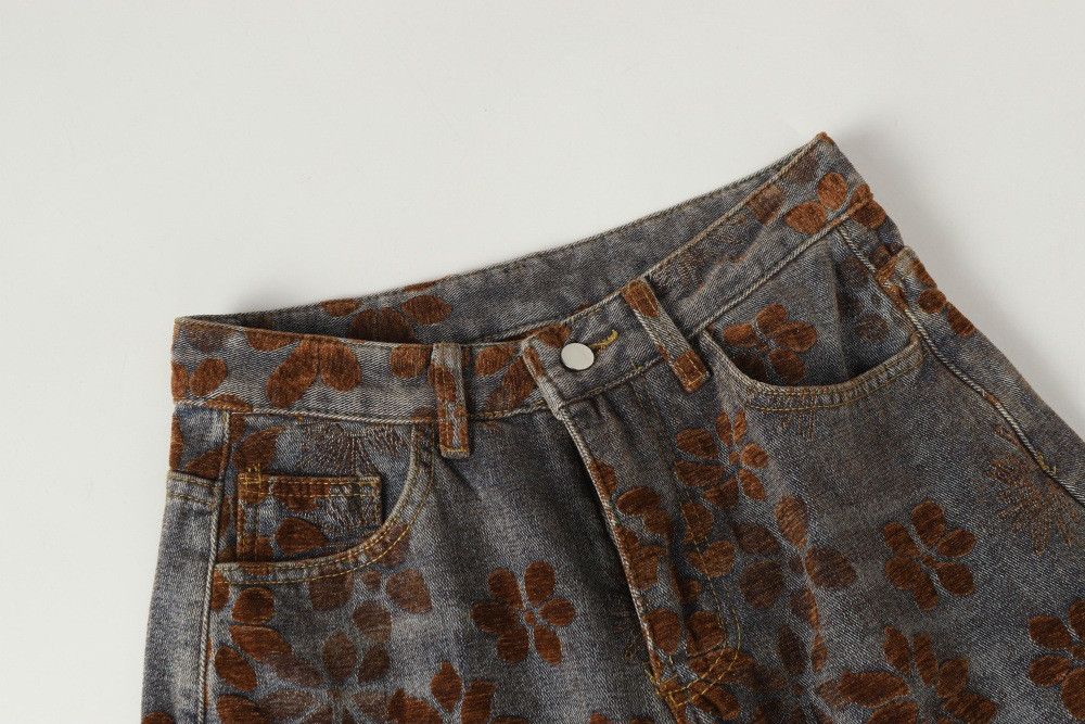 Vintage Men's vintage floral embroidered washed distressed jeans Size US 32 / EU 48 - 3 Thumbnail