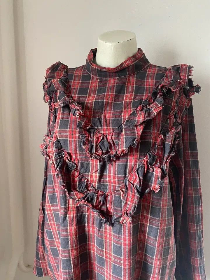 Other Zara Ruffled Grunge Blouse Size L Distressed Sk66 Size L / US 10 / IT 46 - 2 Thumbnail