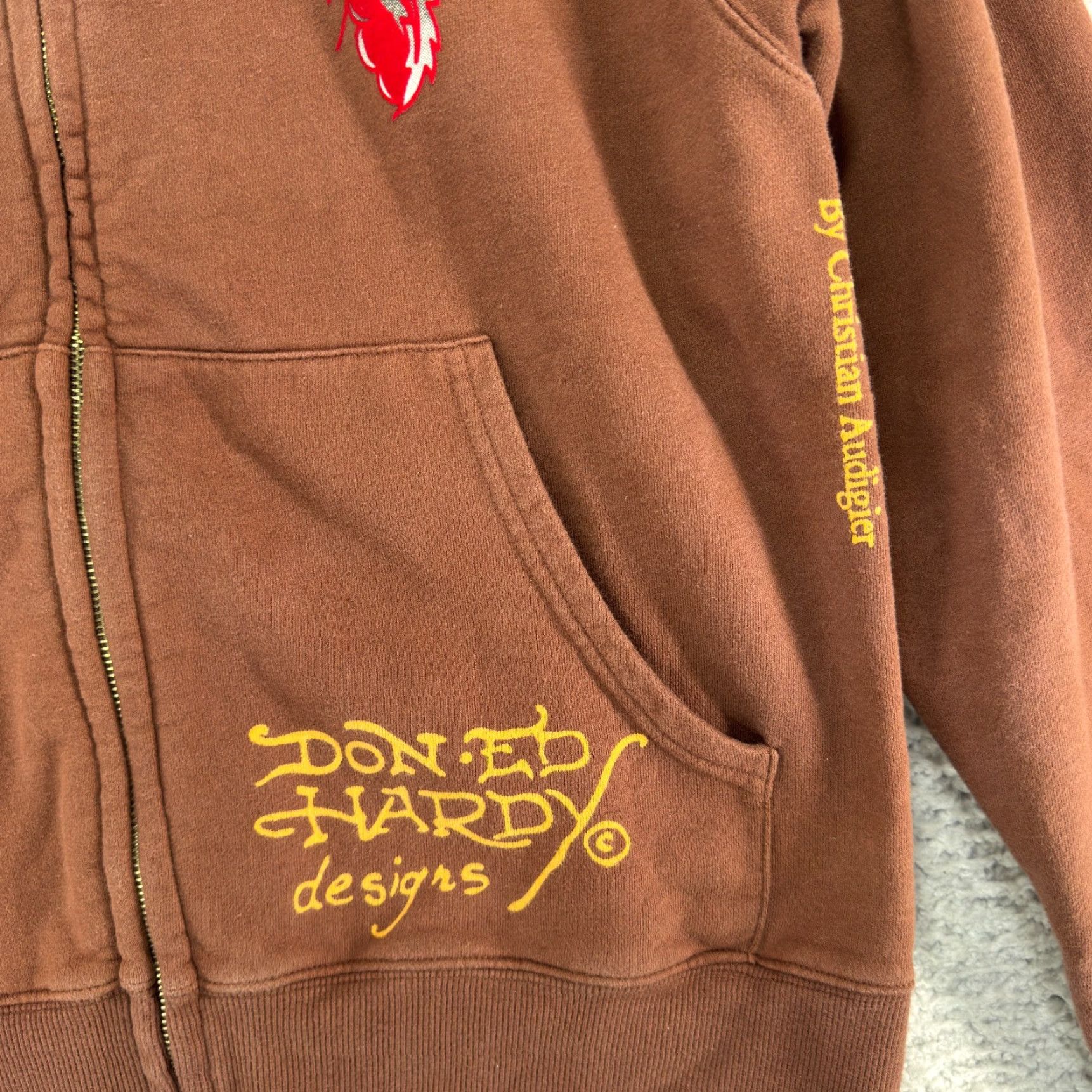 Ed Hardy VINTAGE Ed Hardy Sweatshirt Full Zip Brown Mock Neck Eagle Dragon New York City XL Mens Size US XL / EU 56 / 4 - 5 Thumbnail