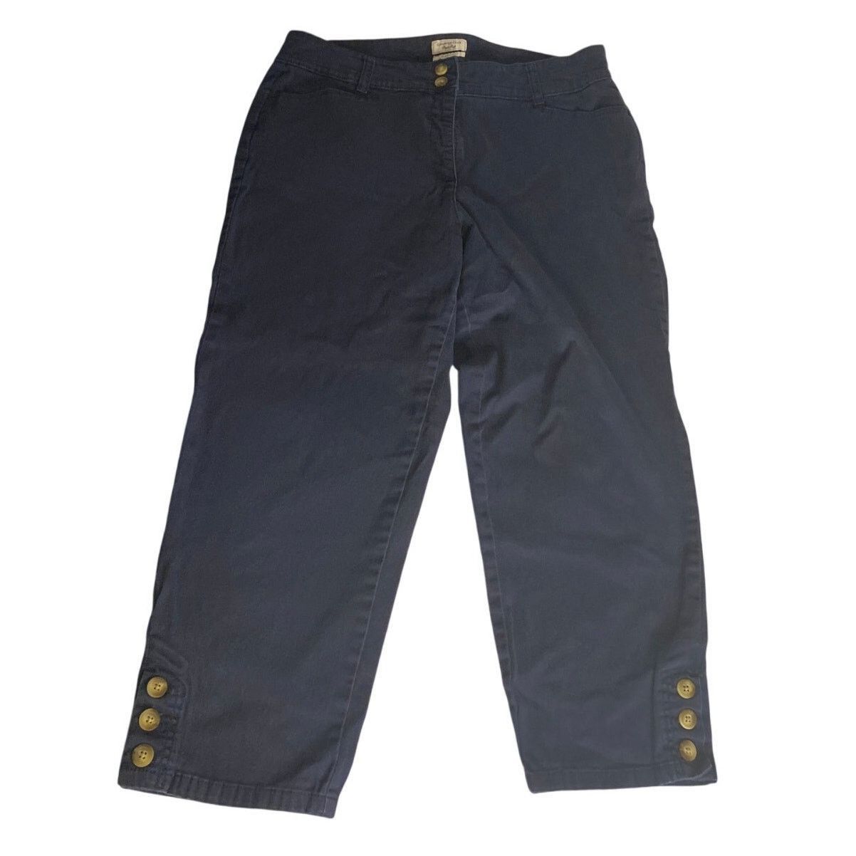 Other Nautical Button Hem Cropped Navy Pants Charter Club 16 Size 38" / US 16 / IT 52 - 2 Thumbnail