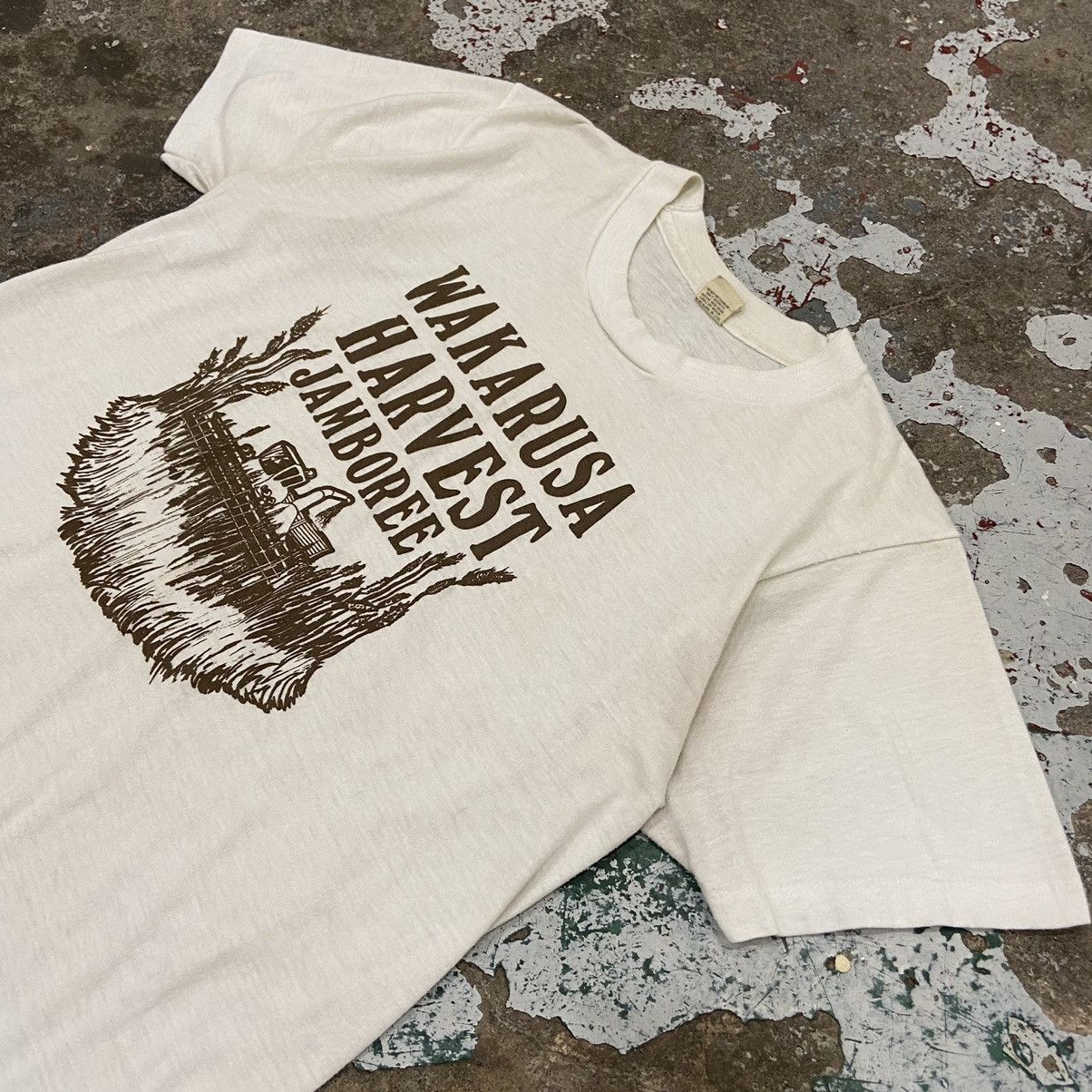 Vintage Vintage 1970s White Brown Graphic Tee Size US S / EU 44-46 / 1 - 2 Thumbnail
