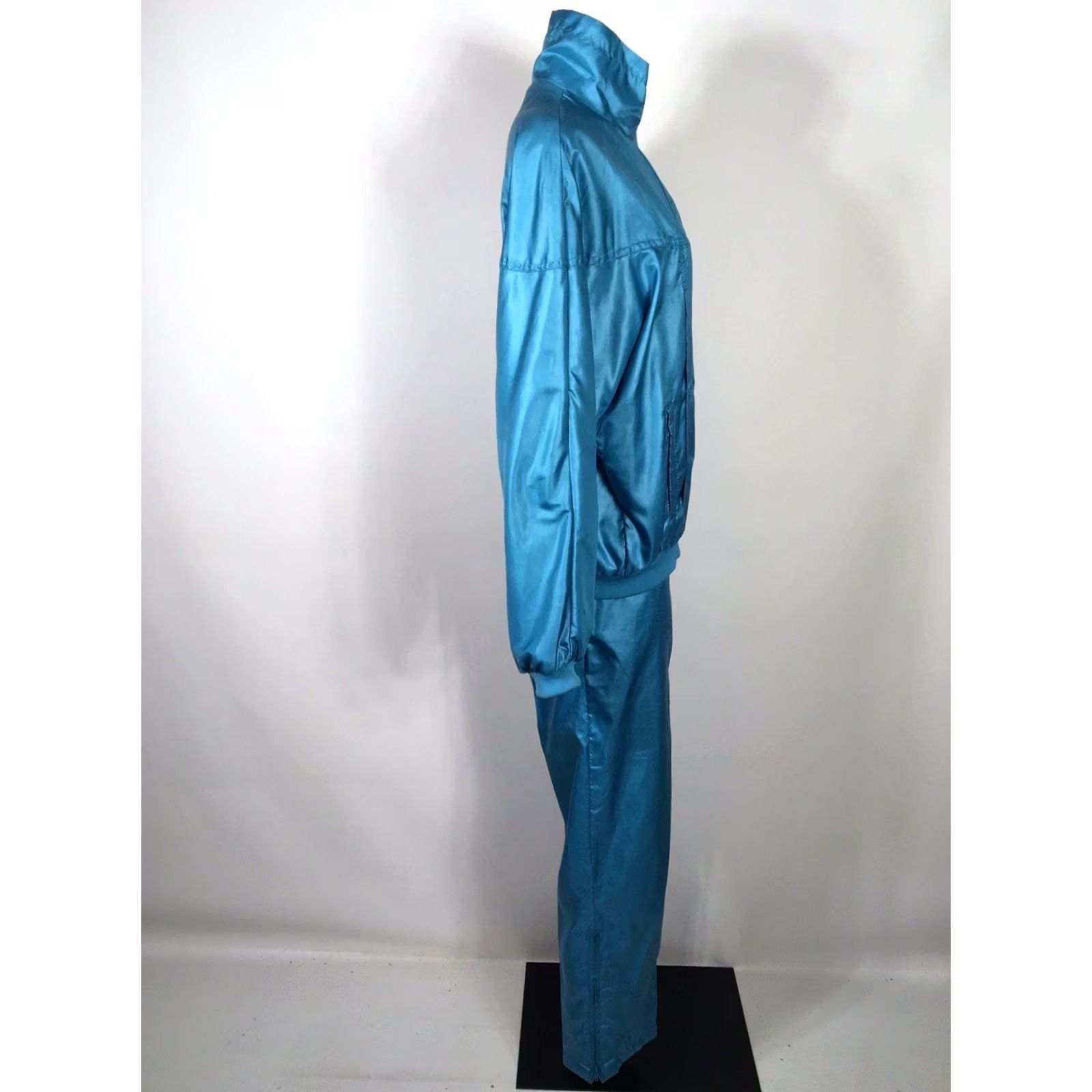 Adidas VINTAGE Adidas Trefoil Track Suit Windbreaker TEAL 80s Large Taiwan Womens Shiny Size L / US 10 / IT 46 - 6 Thumbnail