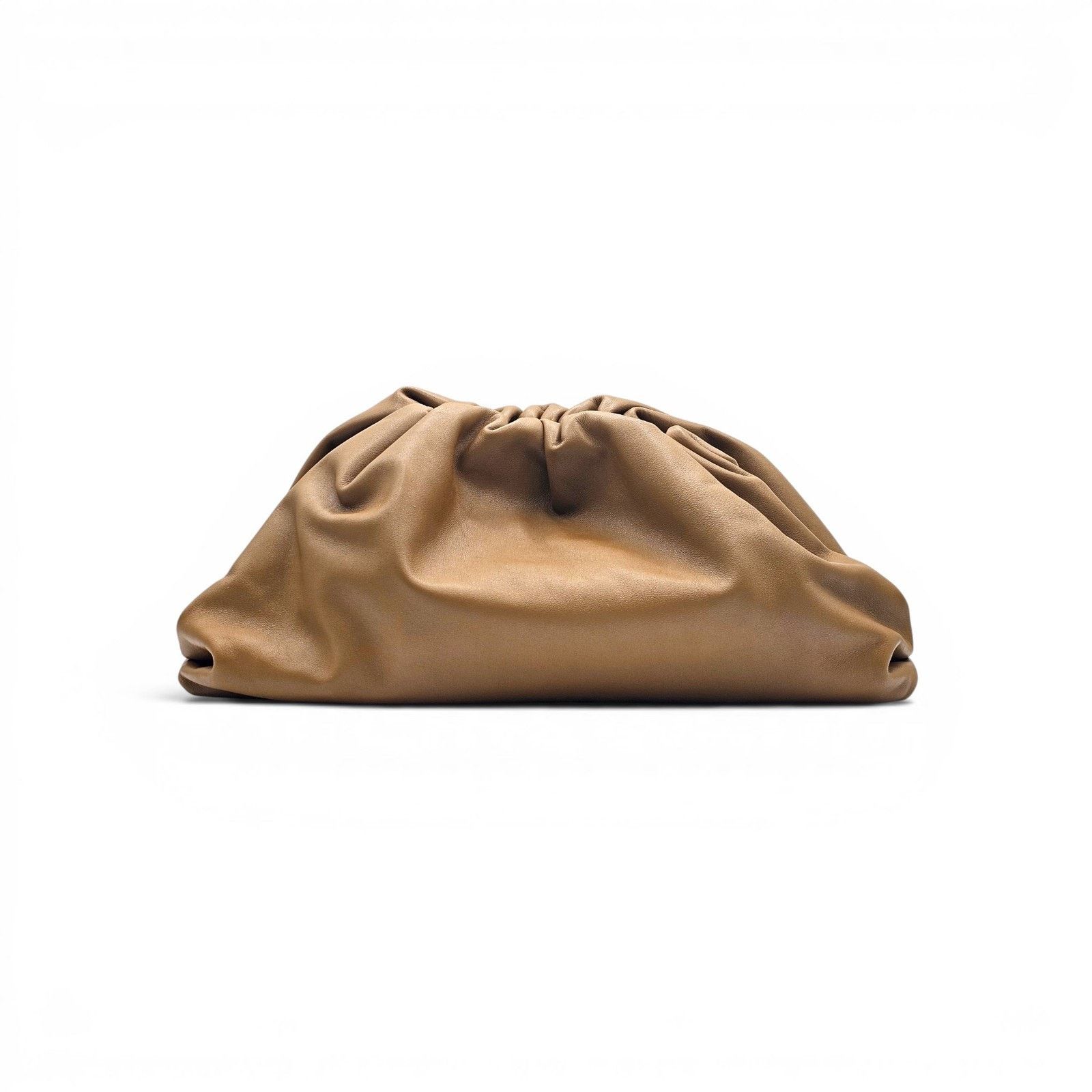 The Pouch Smooth Butter Calf Leather Oversized Clutch Tan in Beige, Women's