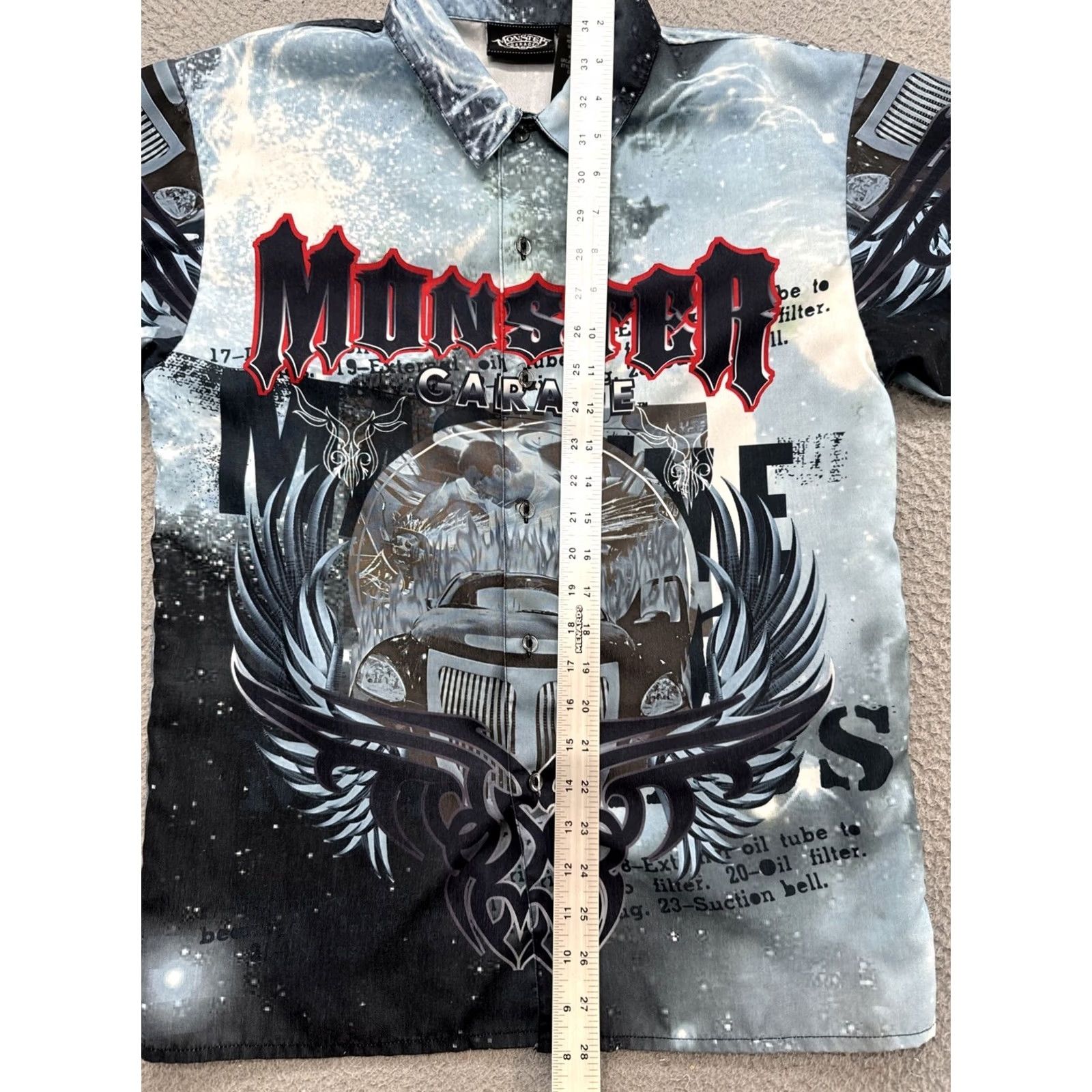 Garage Monster Garage Button Up All Over Graphic Short Sleeve Shirt Mens Size 16/18 Multicolorx Size US M / EU 48-50 / 2 - 6 Thumbnail