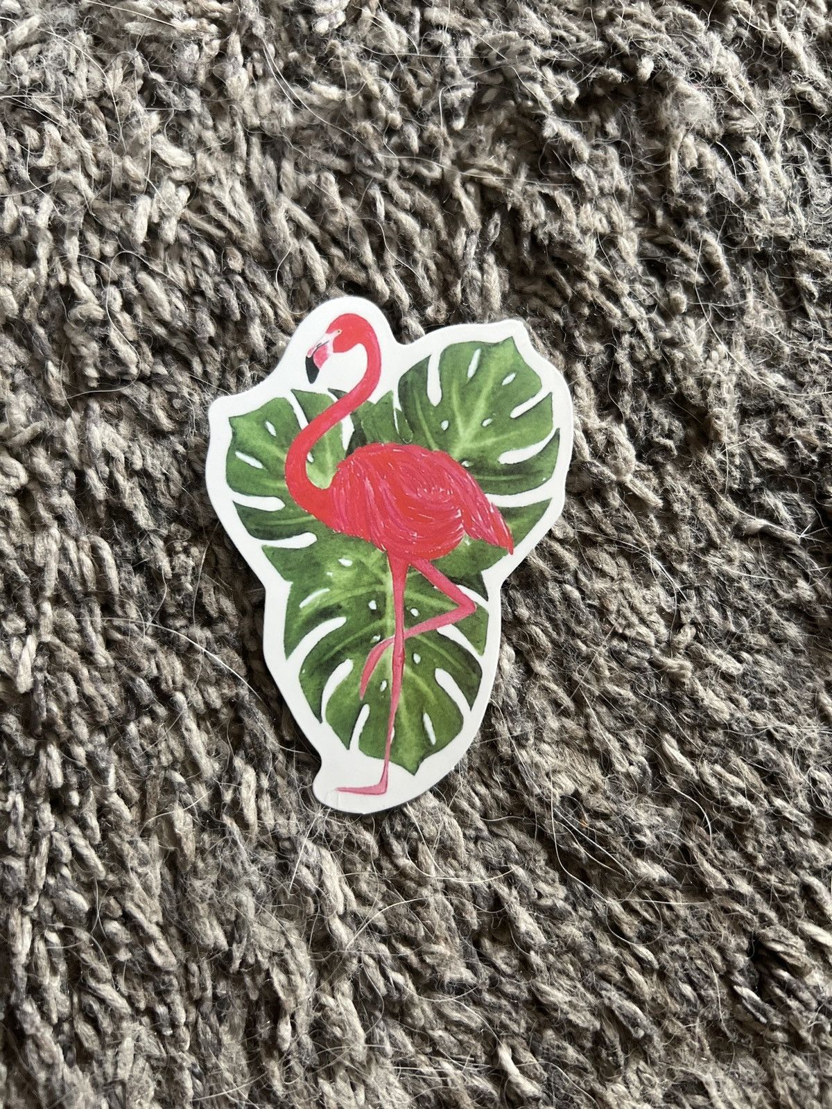 Hypebeast Pink Flamingo With Tropical Monstera Leaves Sticker Size ONE SIZE - 1 Thumbnail