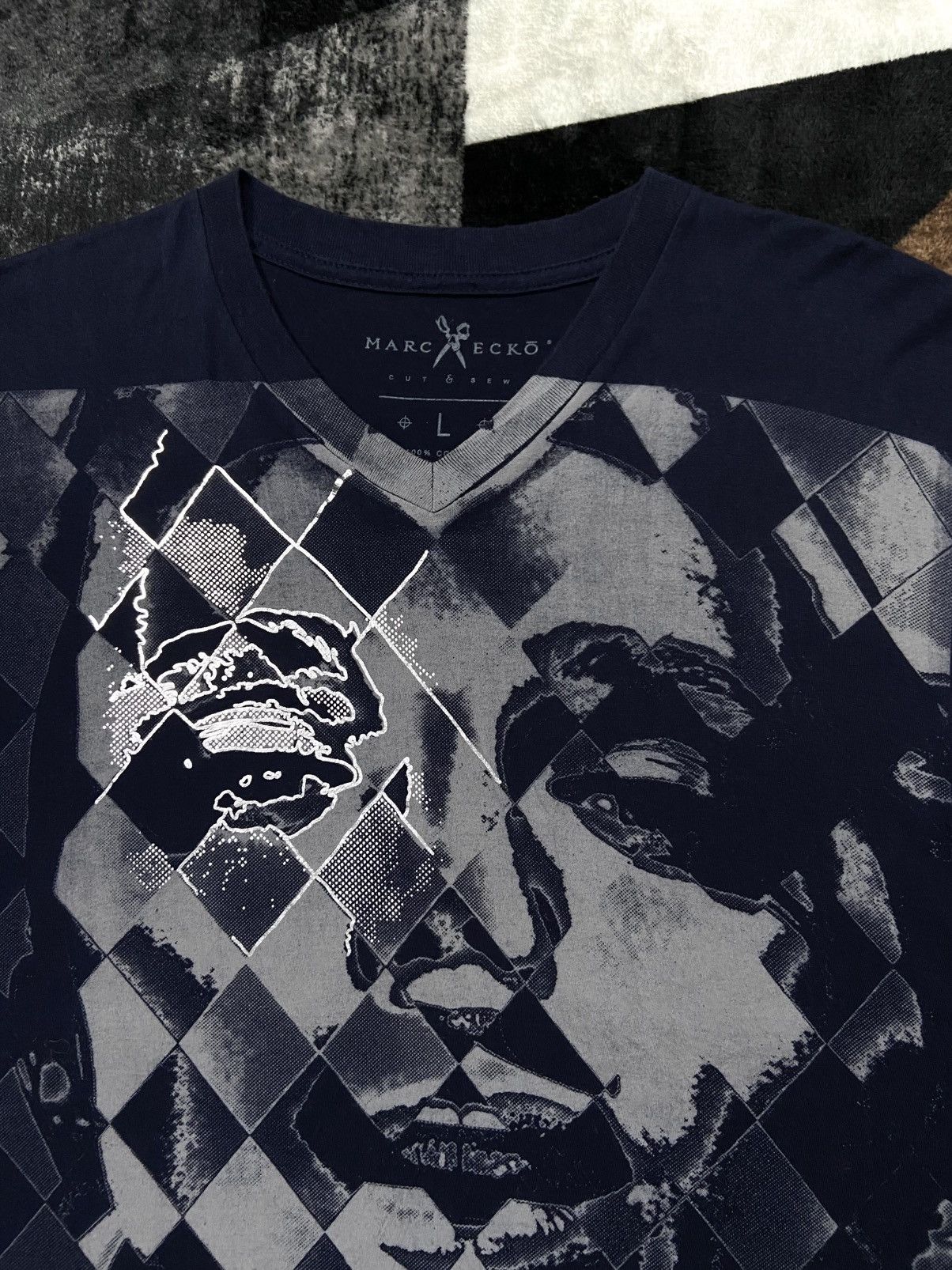 Ecko Unltd. × Marc Ecko Marc Ecko Cut & Sew Reflective Face Printed Navy Tee Size US L / EU 52-54 / 3 - 5 Thumbnail