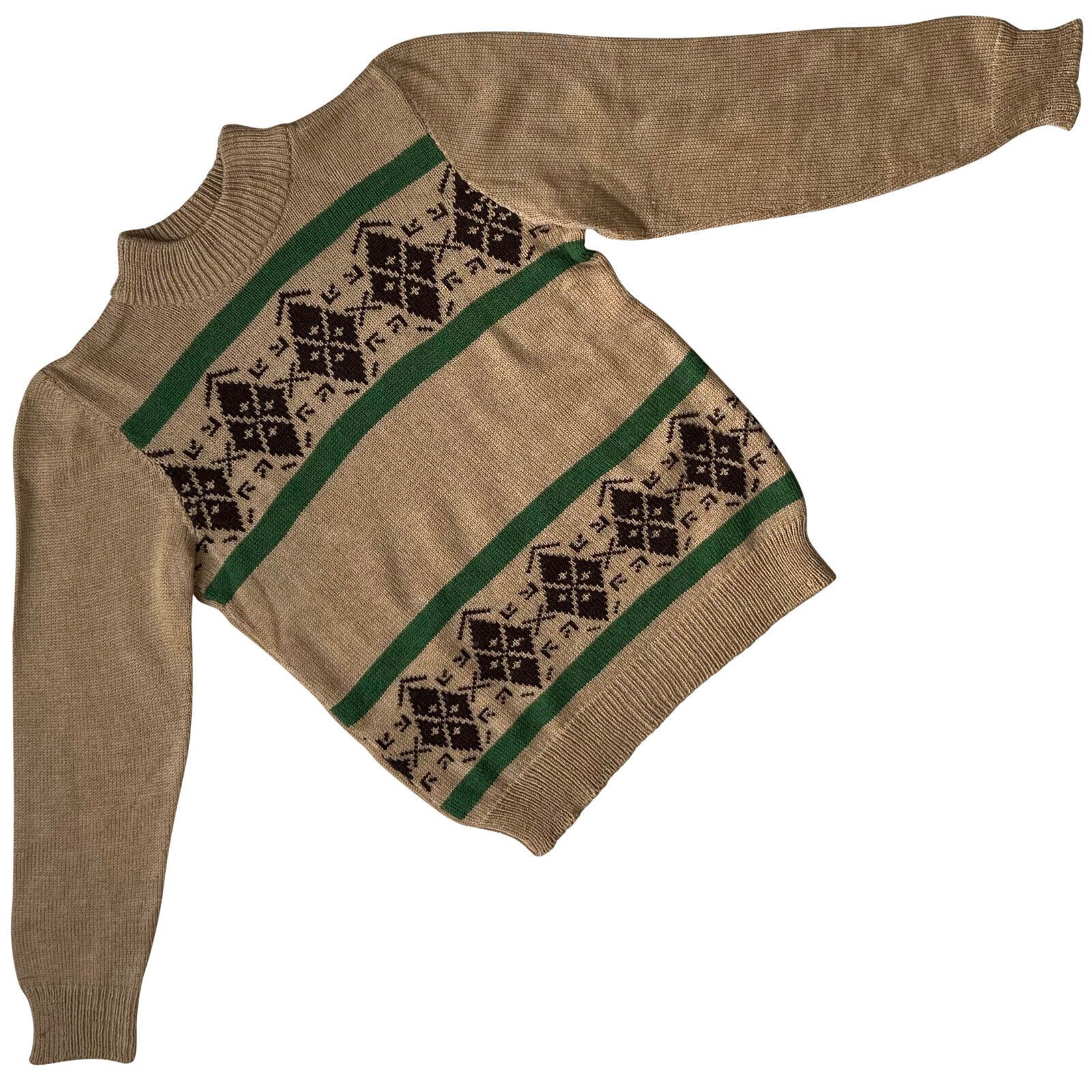 image of Vintage Sundazed (Germany) Jacquard Single Knit Wool Jumper Beige, Women's (Size XS)