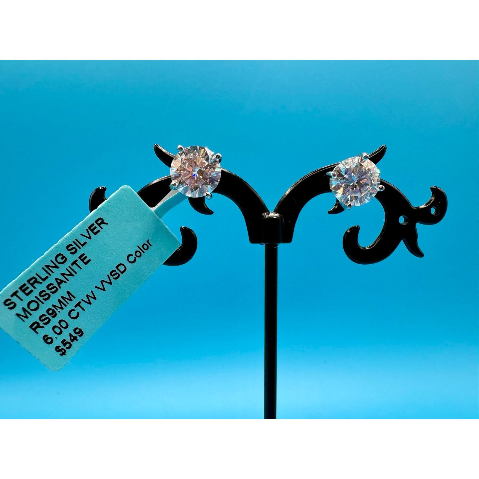 Jewelry Stunning 6CTW Moissanite Screw-back Earrings - D VVS1 Silver Size ONE SIZE - 5 Thumbnail