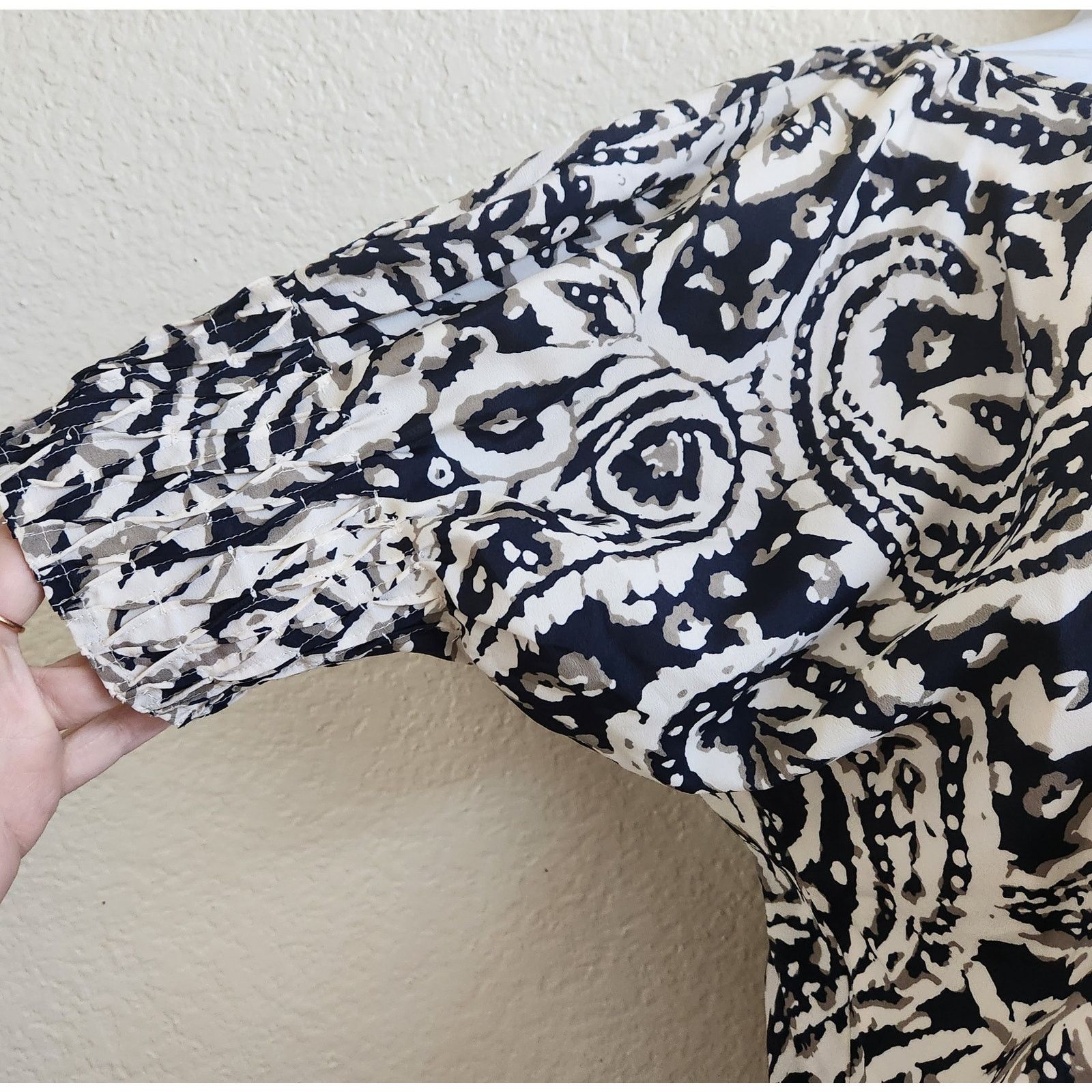 Other Ann Taylor LOFT Black Tan Floral Elastic Waist Mini Dress XS Size XS / US 0-2 / IT 36-38 - 2 Thumbnail