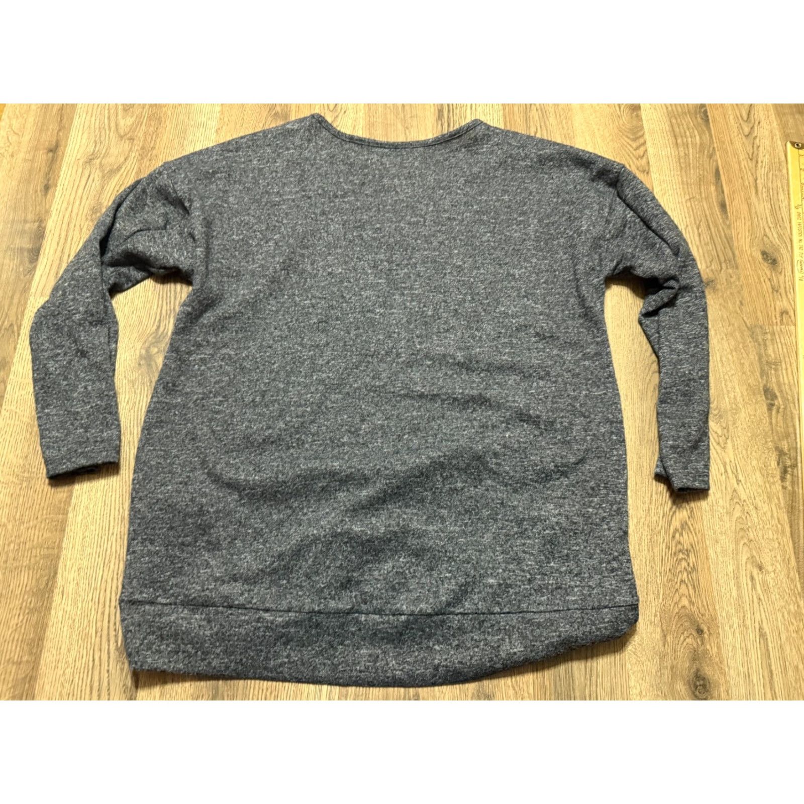 Vintage French Laundry Shirt Women's Large Gray Front Zip Long Sleeve V-Neck Shirt Size L / US 10 / IT 46 - 2 Thumbnail