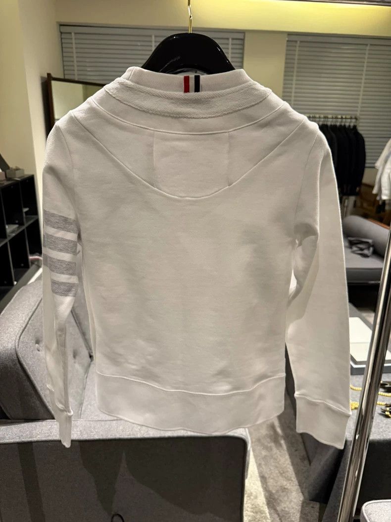 Thom Browne THOM BROWNE0White four-bar hoodie 2502-Nextarrow Size XS / US 0-2 / IT 36-38 - 2 Thumbnail