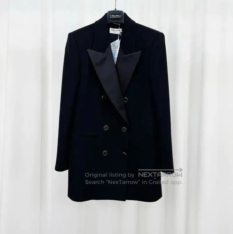 YSL Black Wool Blend Logo Women's Jacket .