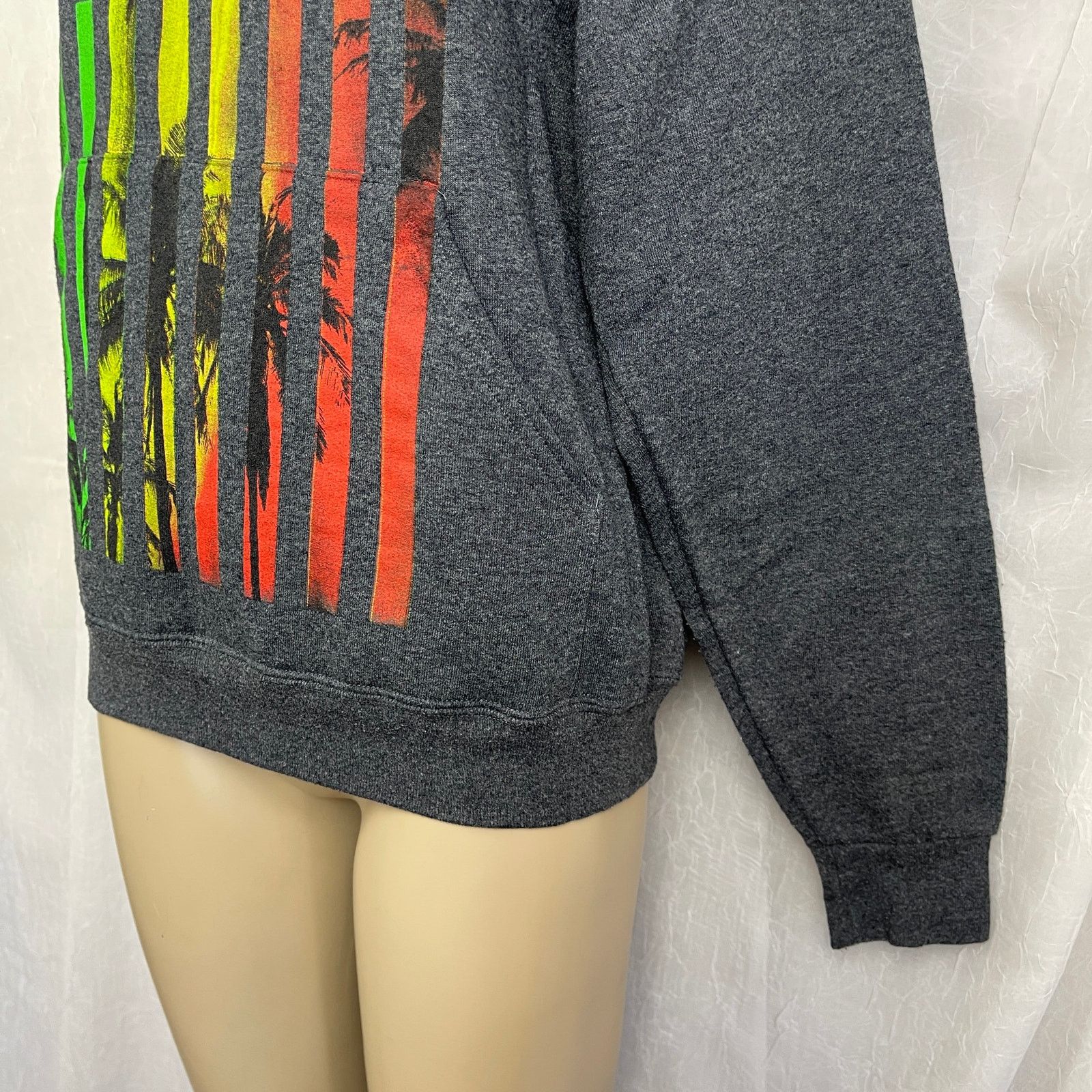Tony Hawk Tony Hawk Gray Hoodie Sweatshirt Rasta Palm Trees Print S Size US S / EU 44-46 / 1 - 5 Thumbnail