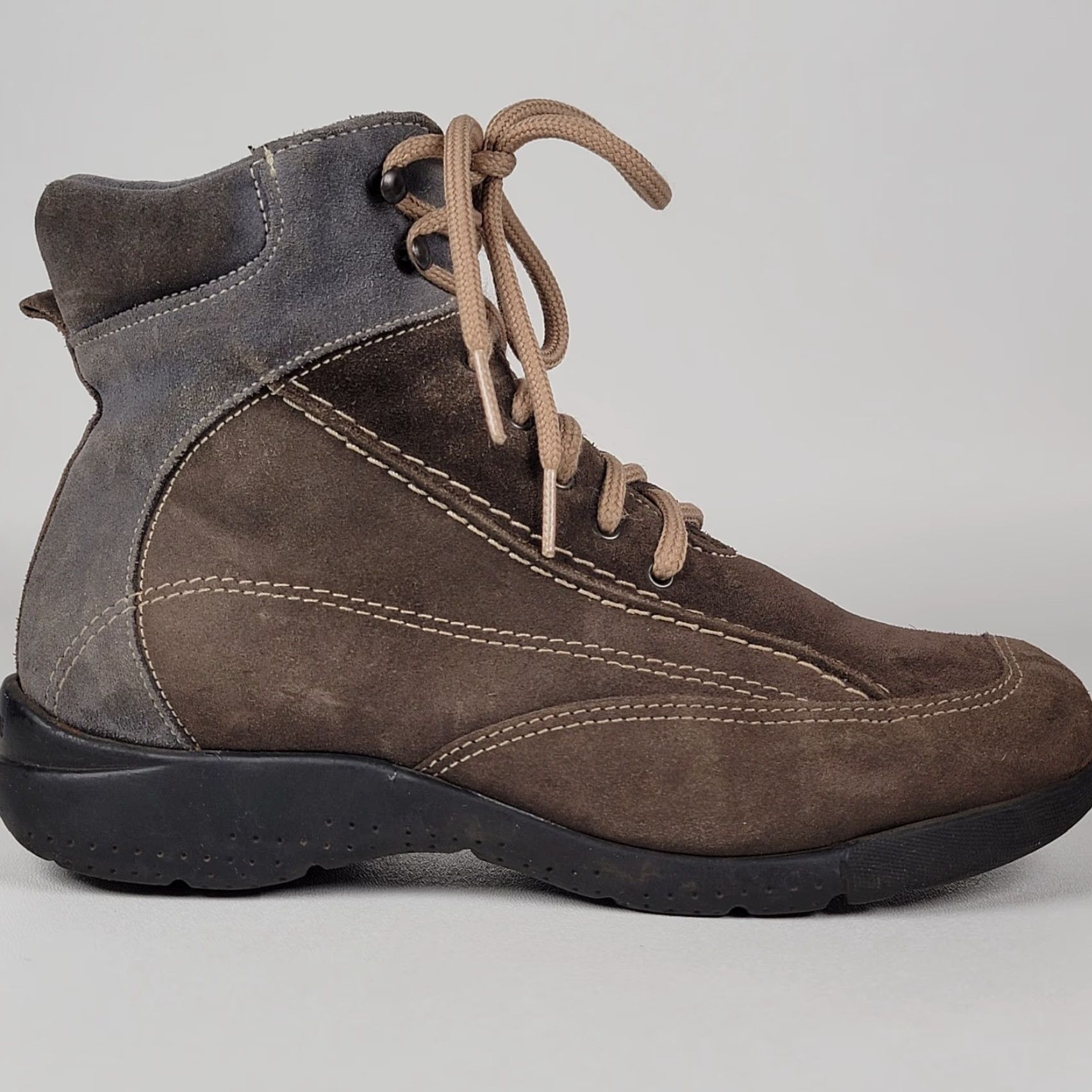 Vintage La Canadienne Boots Women US 7.5 Brown Suede Lace Up Winter Waterproof Fur Trim Logo Womens Size US 8 / IT 38 - 3 Thumbnail