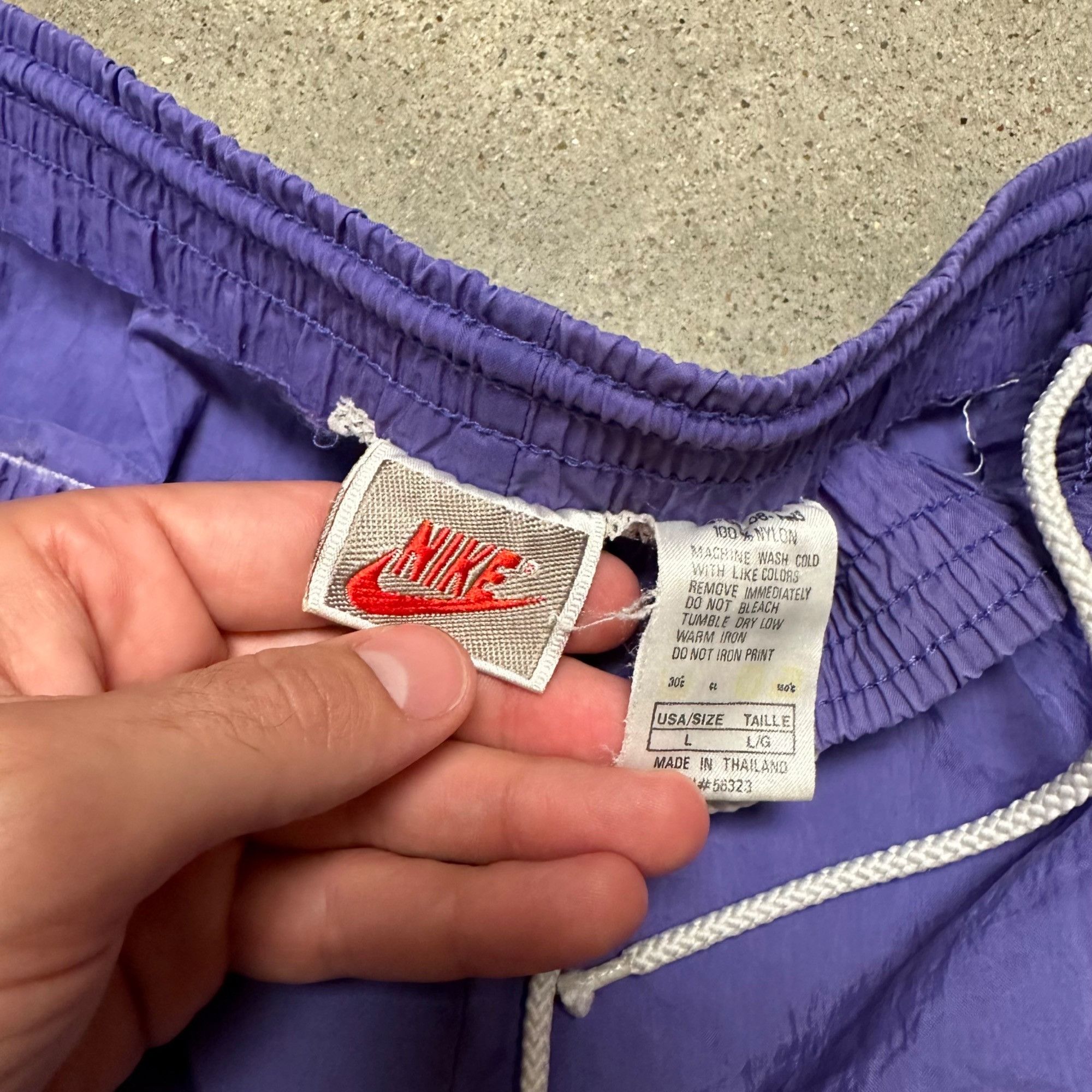 Nike × Vintage Vintage 80s/90s Nike Embroidered Swoosh Lavender Nylon Short Size US 34 / EU 50 - 3 Thumbnail
