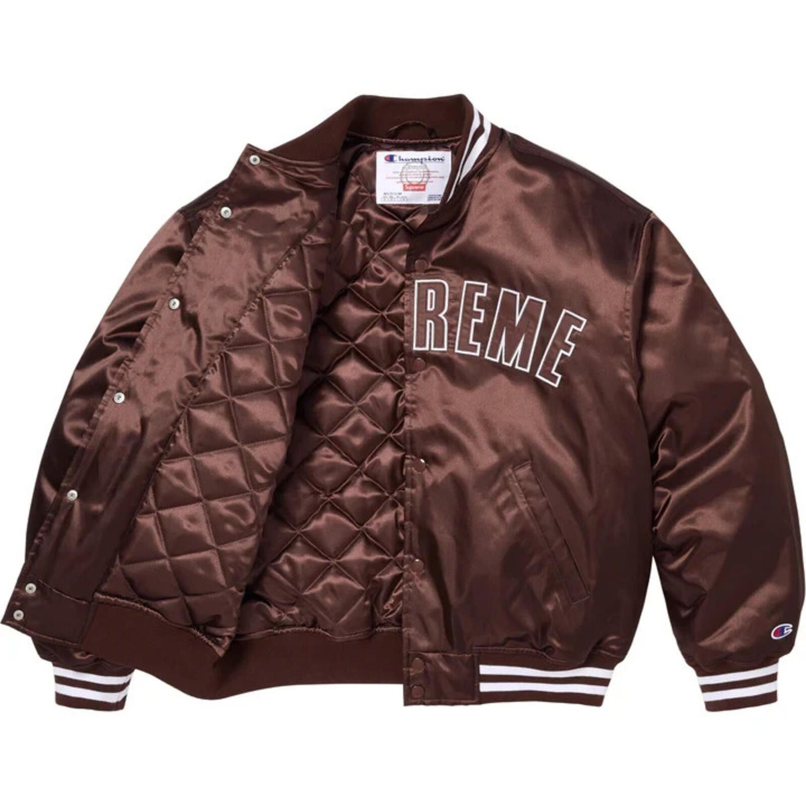 Supreme SS26 Supreme Champion Satin Varsity Jacket Brown XL Size US XL / EU 56 / 4 - 2 Thumbnail