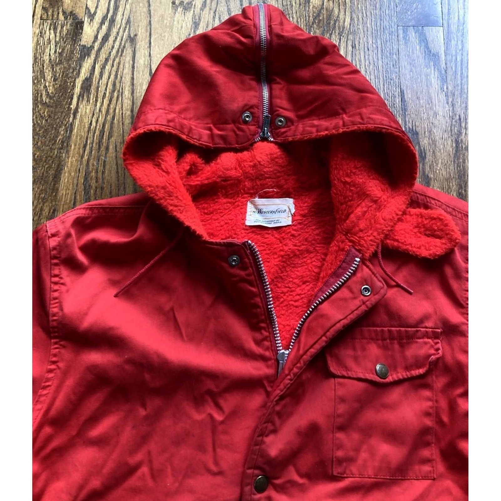 Vintage VINTAGE Western Field Jacket Mens Medium Red Hooded Fuzzy Lined 60s Size US M / EU 48-50 / 2 - 4 Thumbnail