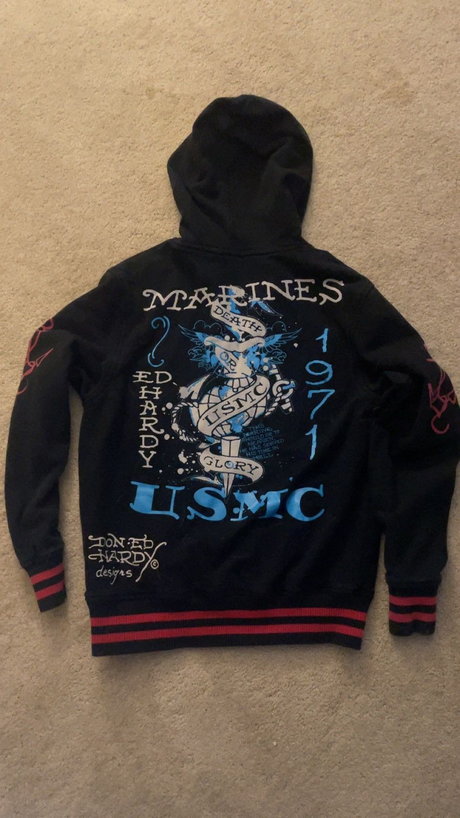 Christian Audigier × Ed Hardy × Japanese Brand VINTAGE Ed hardy 1973 Marines USMC zip up hoodie/jacket Size US L / EU 52-54 / 3 - 1 Thumbnail