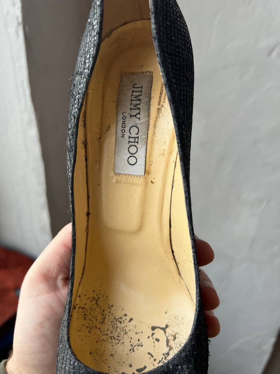 Jimmy Choo JIMMY CHOO LONDON BLACK GLITTER LOVE POINTED PUMPS HEELS 40 Size US 10 / IT 40 - 6 Thumbnail