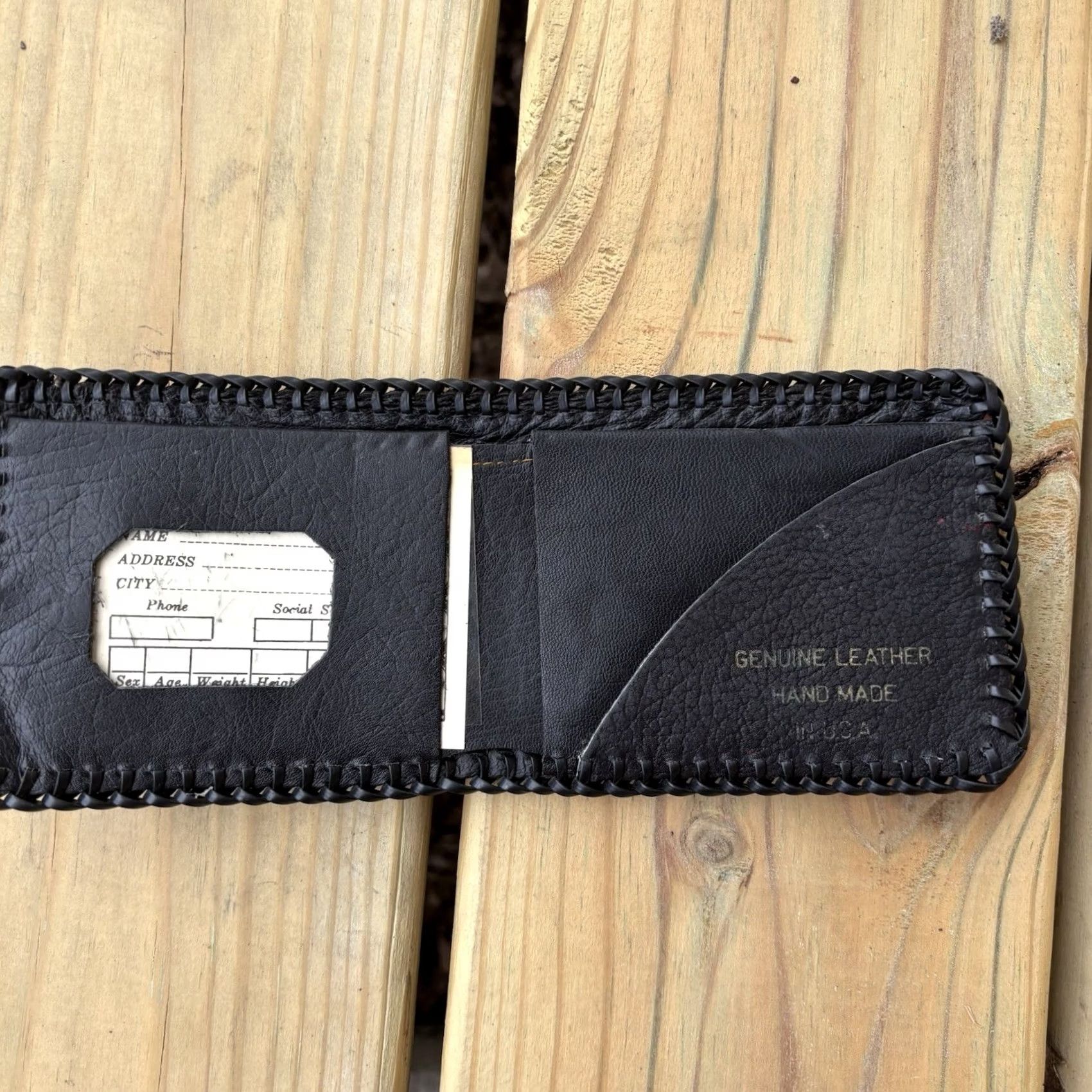 Vintage VINTAGE Hand Tooled Leather Wallet Bifold Trucker Design Big Rig Whipstitch Mens Brown Leather Wallet Vintage Handcrafted USA Size ONE SIZE - 2 Thumbnail