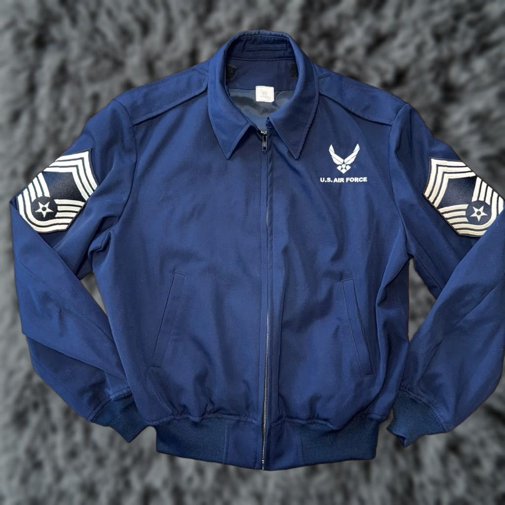 VINTAGE DSCP Military Jacket Size 44 Regular US Air Force Blue Jacket Mens Regular Blue 90s Outdoor Classic USA Retro Military