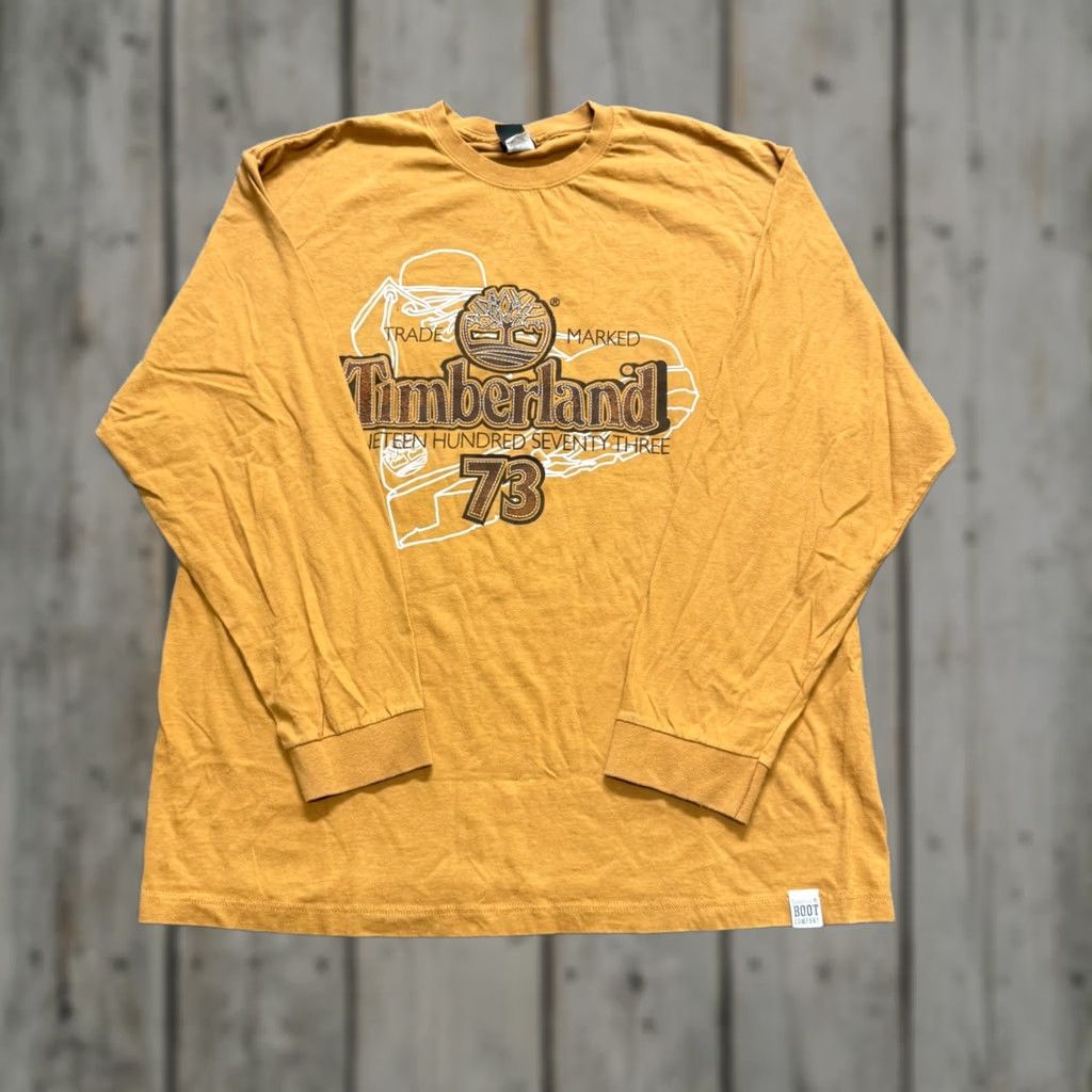 Timberland VINTAGE Timberland T-shirt XL Long-sleeve Made In USA Yellow Y2K Embroidered Mens Size US XL / EU 56 / 4 - 1 Thumbnail