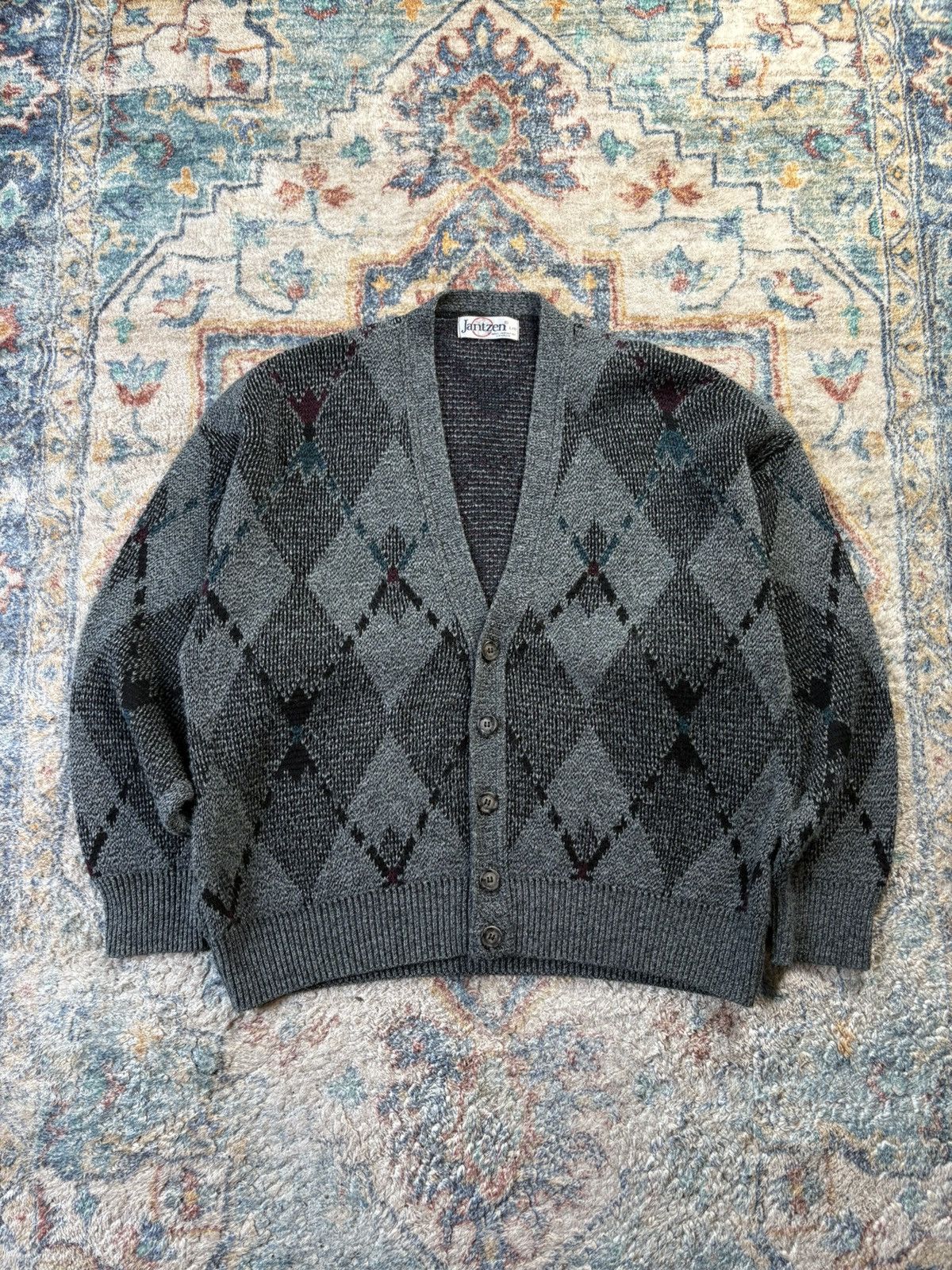Jantzen Vintage Jantzen Diamond Cardigan Sweater Large Size US L / EU 52-54 / 3 - 1 Thumbnail