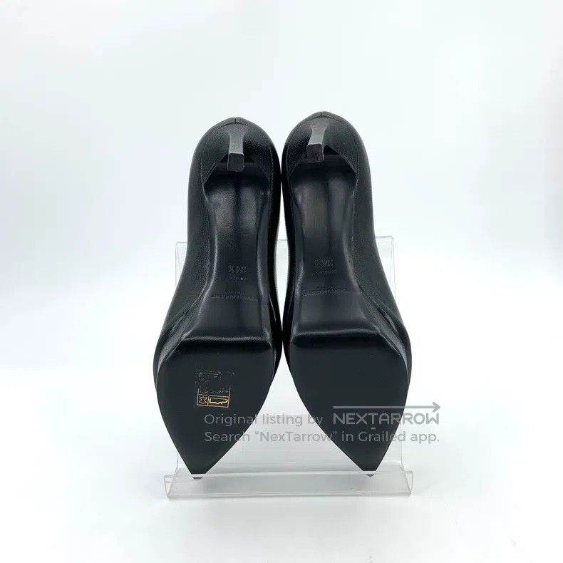 Saint Laurent Paris Saint Laurent Paris Black Pointed Toe Thick Heel Leather H Size US 4 / IT 34 - 5 Thumbnail