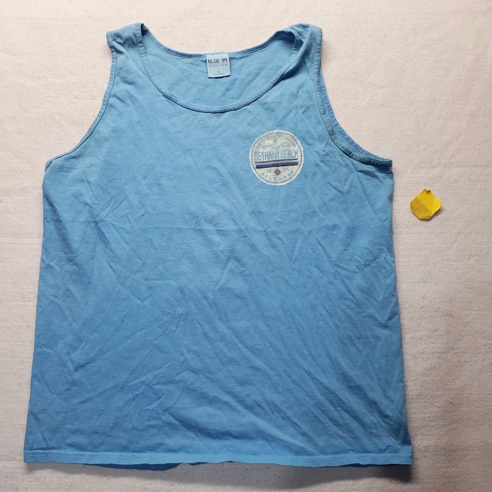 Vintage Bethany Beach Delaware DE Blue Tank Top Tee T-Shirt Adult Men's Size L Large Shirt Mens Blue Beach Graphic Tee 90s Size US L / EU 52-54 / 3 - 2 Thumbnail