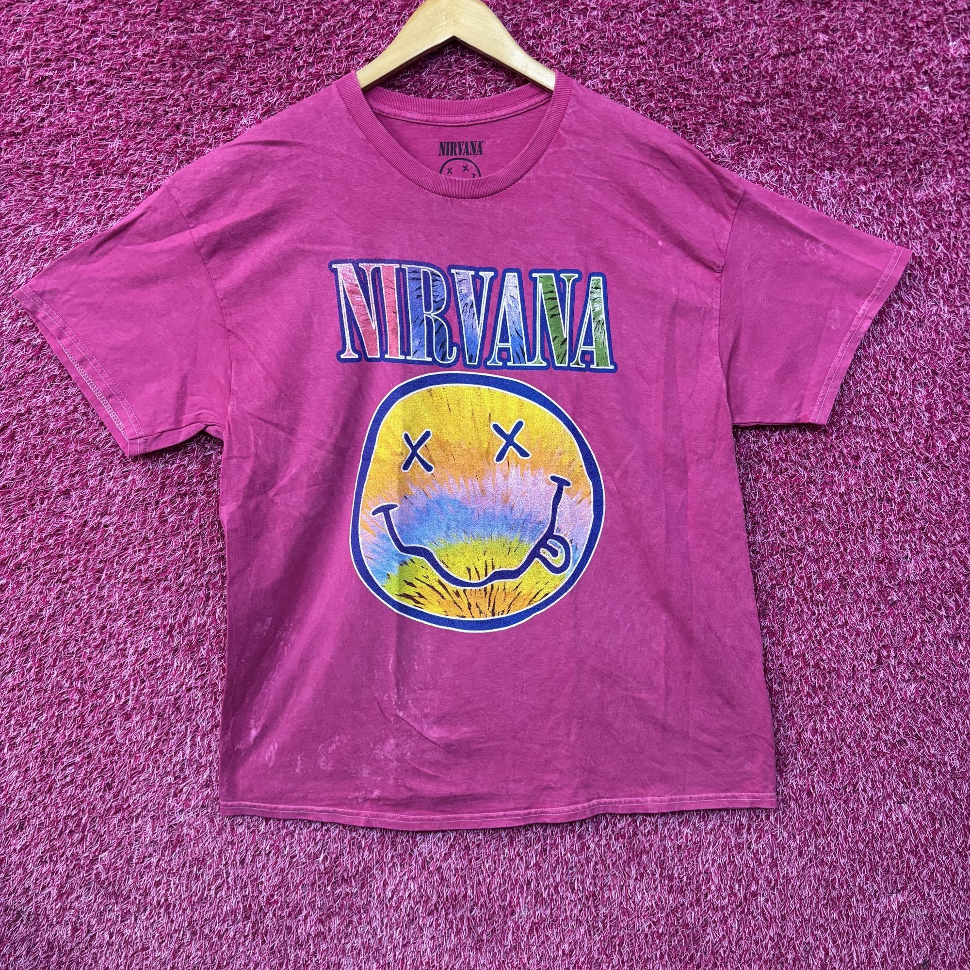 Nirvana Nirvana Smiley Face Logo Pink T-Shirt XL Size XL / US 12-14 / IT 48-50 - 1 Thumbnail
