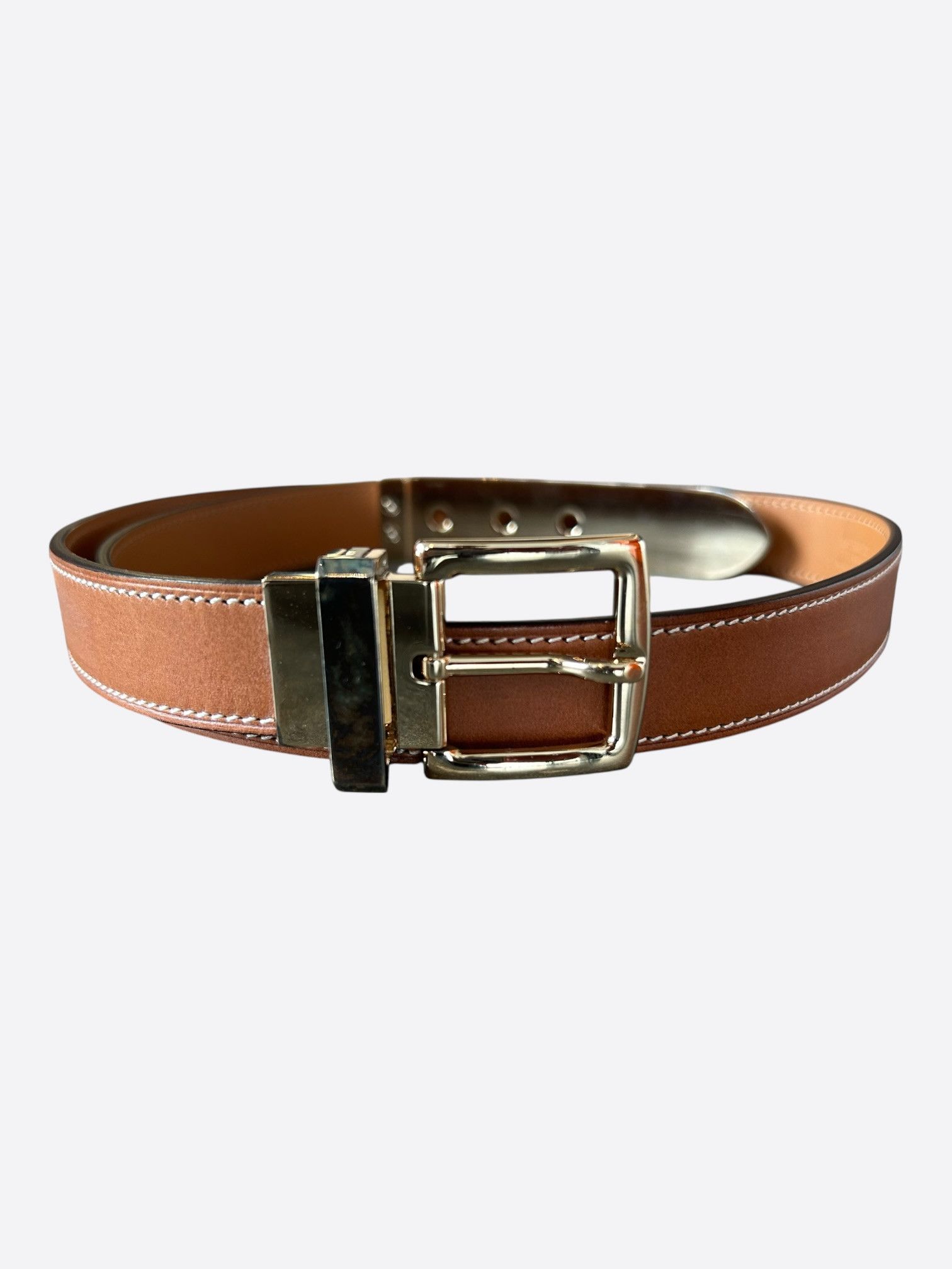Hermes Hermes Brown & Palladium Bout Métal Belt Size 30 - 1 Thumbnail