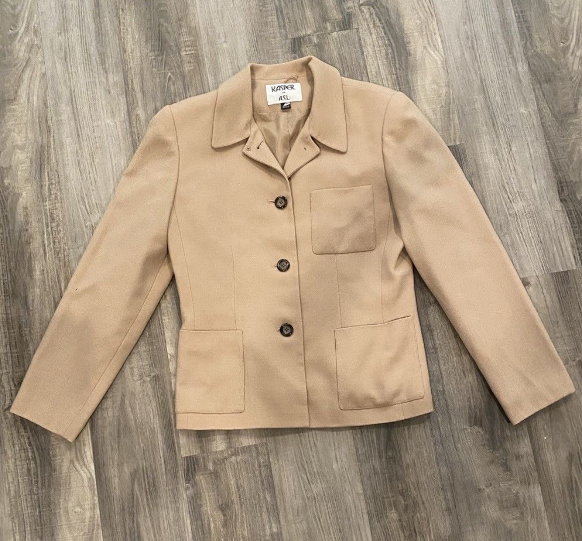 Kasper VTG Kasper 100% Wool Camel Blazer-Professional Size-8 Size M / US 6-8 / IT 42-44 - 2 Thumbnail