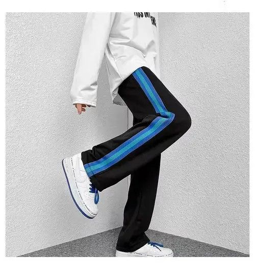 Jean Blue Striped Men's Sweatpants Loose Fashion Trousers Size US 34 / EU 50 - 1 Thumbnail