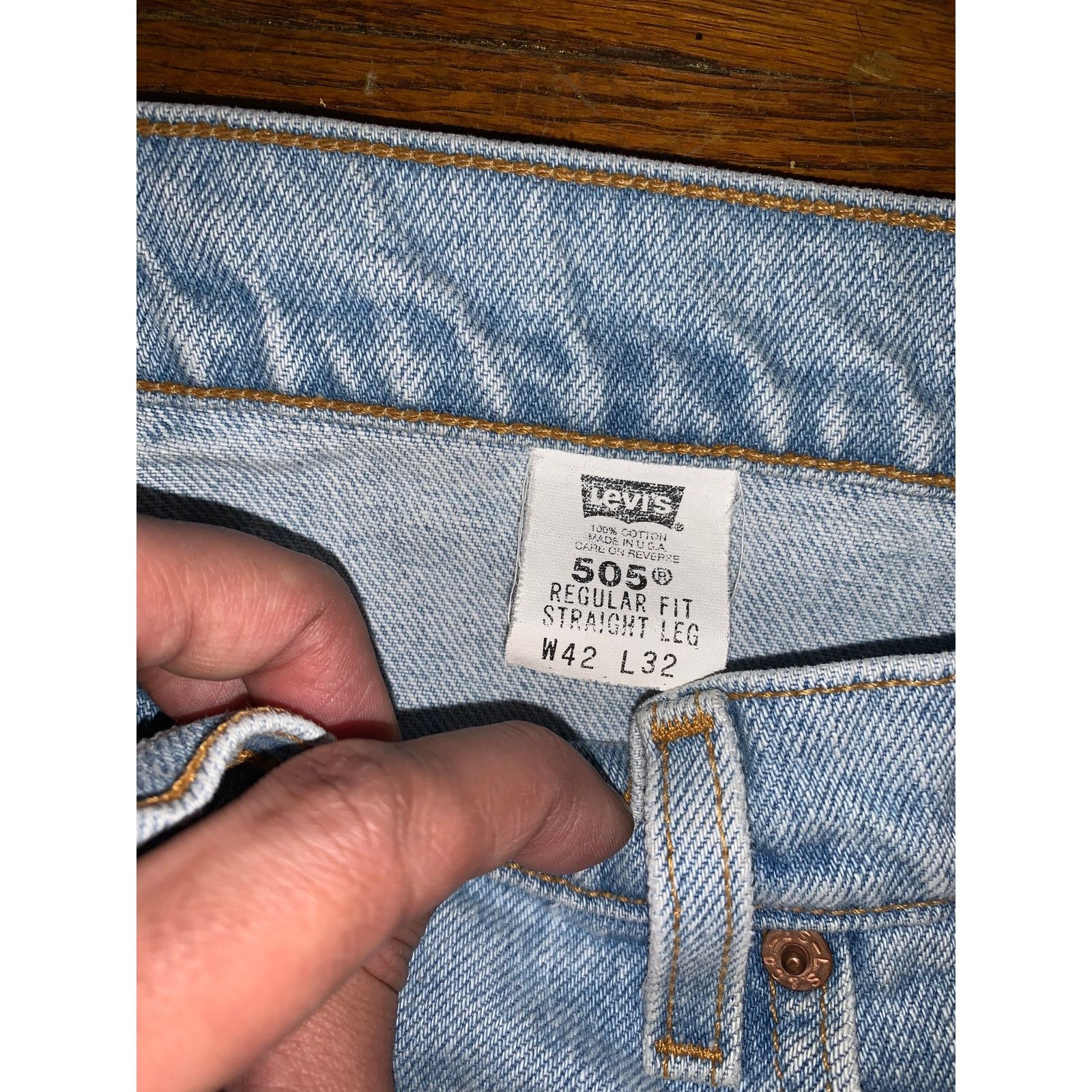 Levi's Vintage 1996 Levis 505 42x32 Light Wash USA Size US 42 / EU 58 - 3 Thumbnail