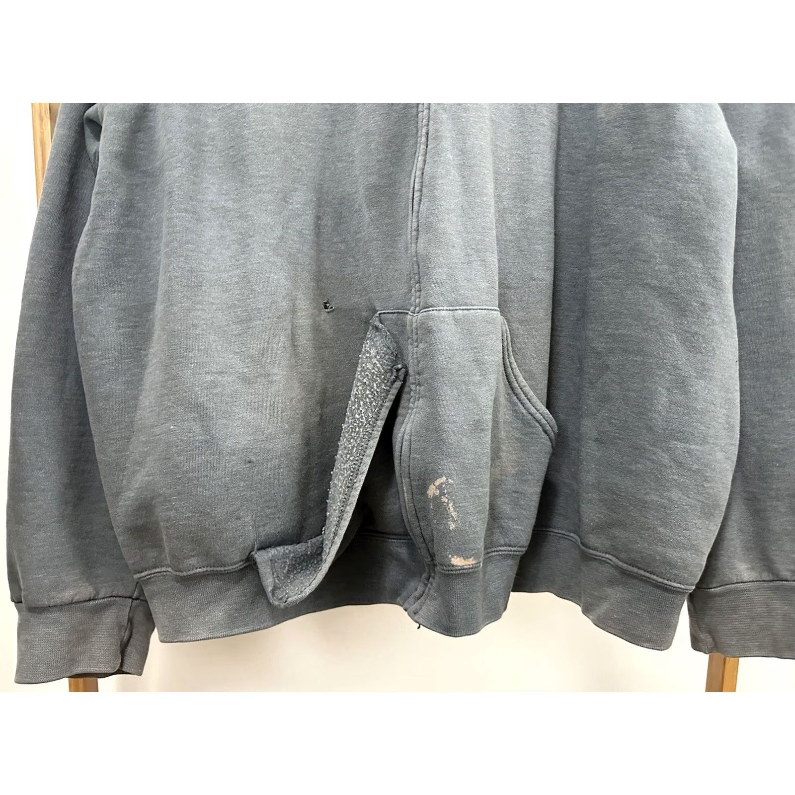 Fruit Of The Loom VTG Gradient Sun Faded Worn WIP Work FOTL Full Zip Hoodie Sweatshirt 2XL Gray Blue Nike Shirt Mens Hoodie Size US XXL / EU 58 / 5 - 5 Thumbnail