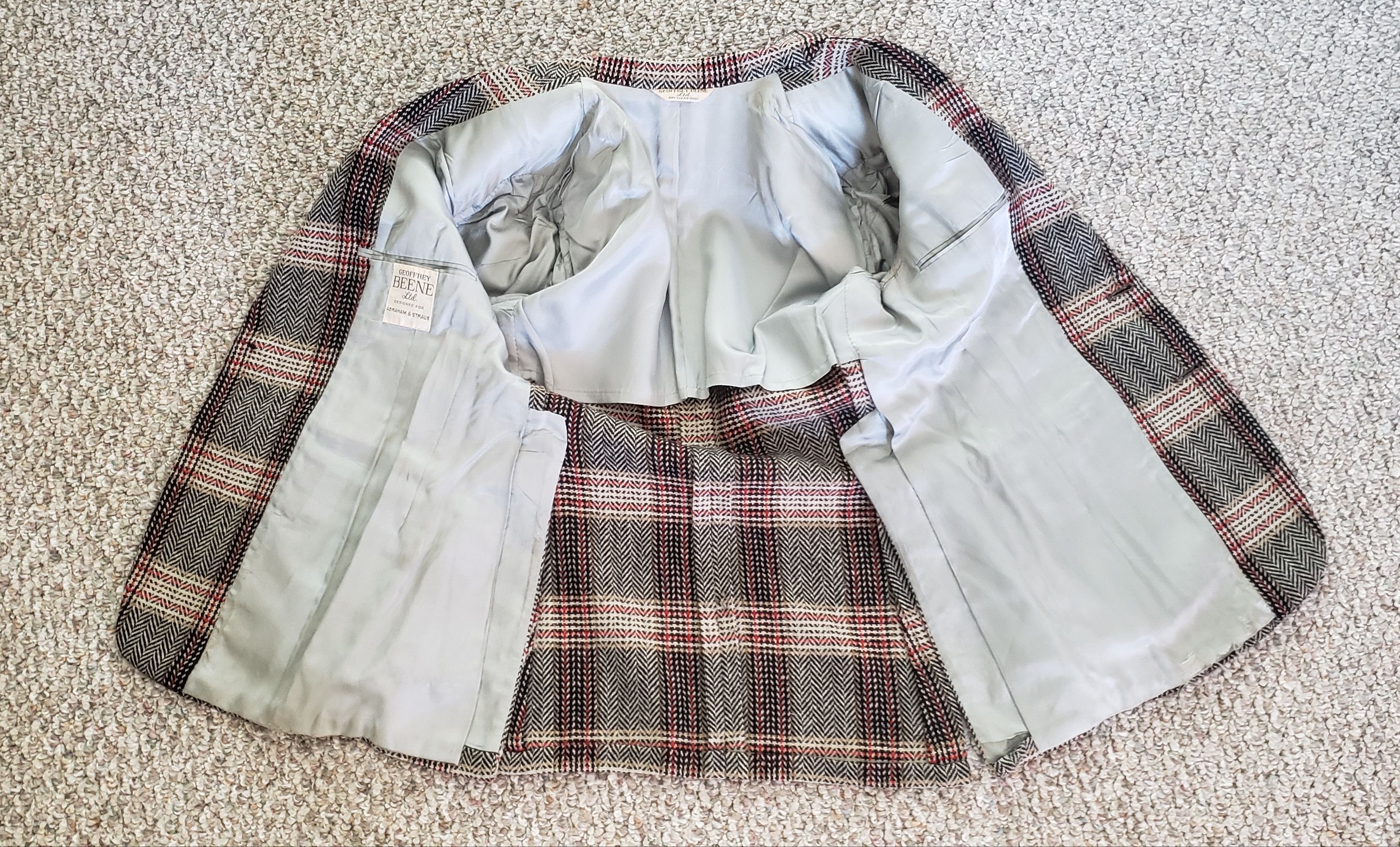 Vintage 1970s plaid sport coat 38R Geoffrey Beene wool tweed Size 38R - 7 Thumbnail