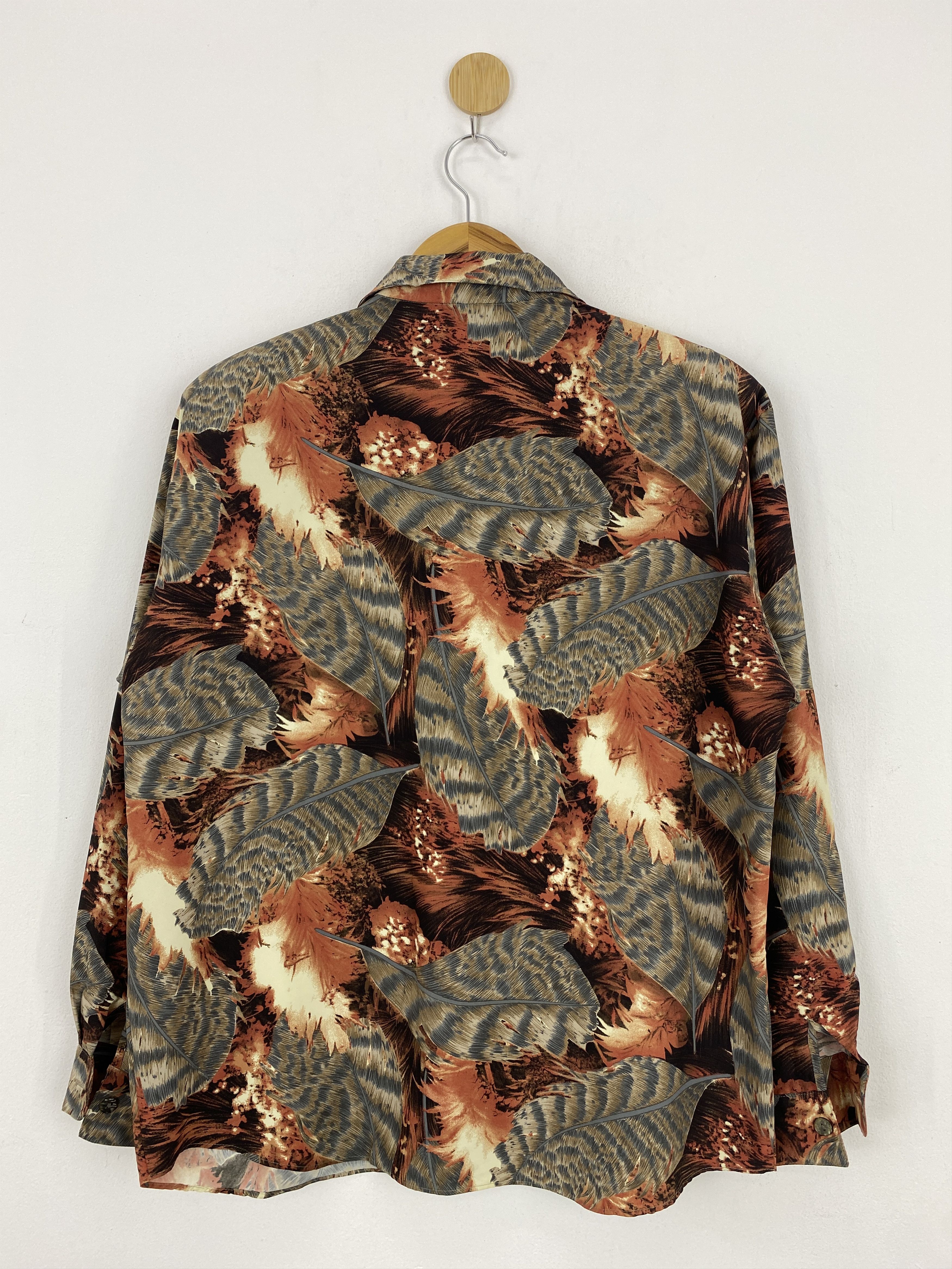 Japanese Brand × Vintage Vintage Full Printed Leaves Design Silk Shirt J1851 Size US L / EU 52-54 / 3 - 3 Thumbnail