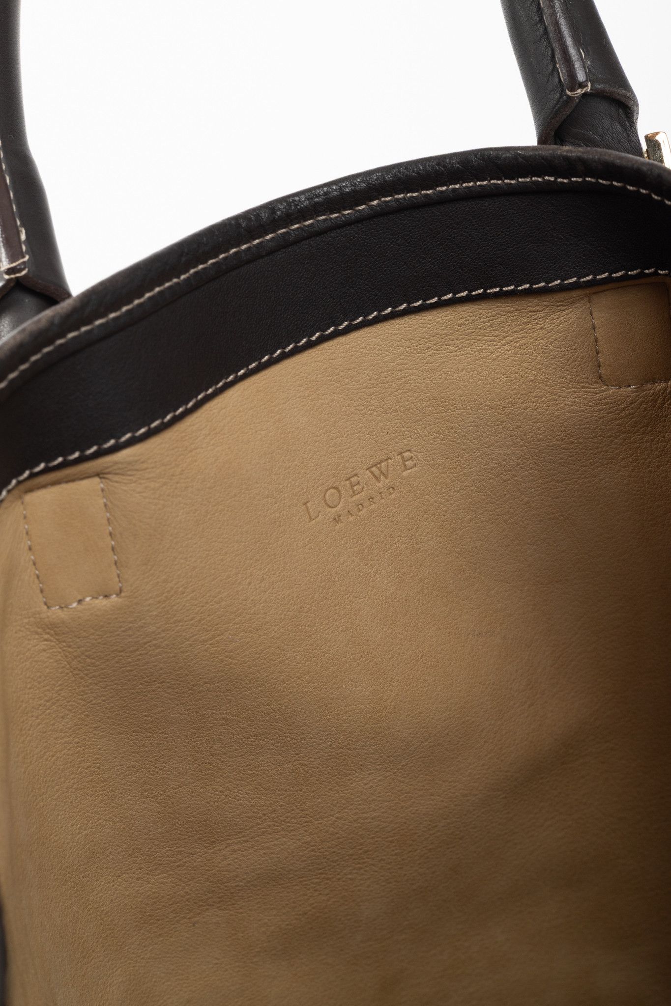 Loewe Loewe Amazona Oro Suede & Marron Leather Tote Bag Size ONE SIZE - 13 Thumbnail