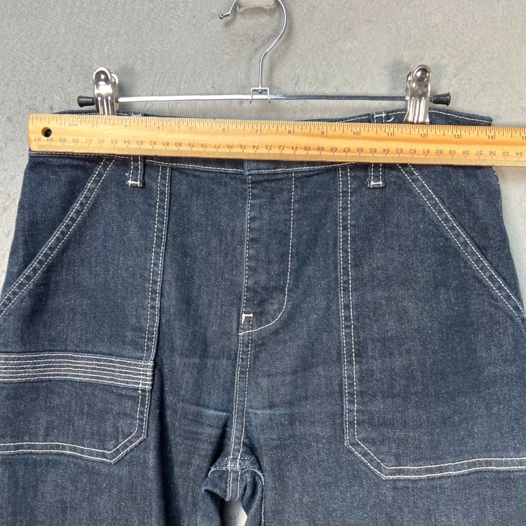 Denime Seventy + Mochi Jeans 27 High-Waisted Denim w/ Contrast Stitch Womens Adult Regular 27 Blue 5-Pocket Wide-Leg Inseam 25" Cotton Blend Denim Vintage No Size 27" / US 4 / IT 40 - 5 Thumbnail