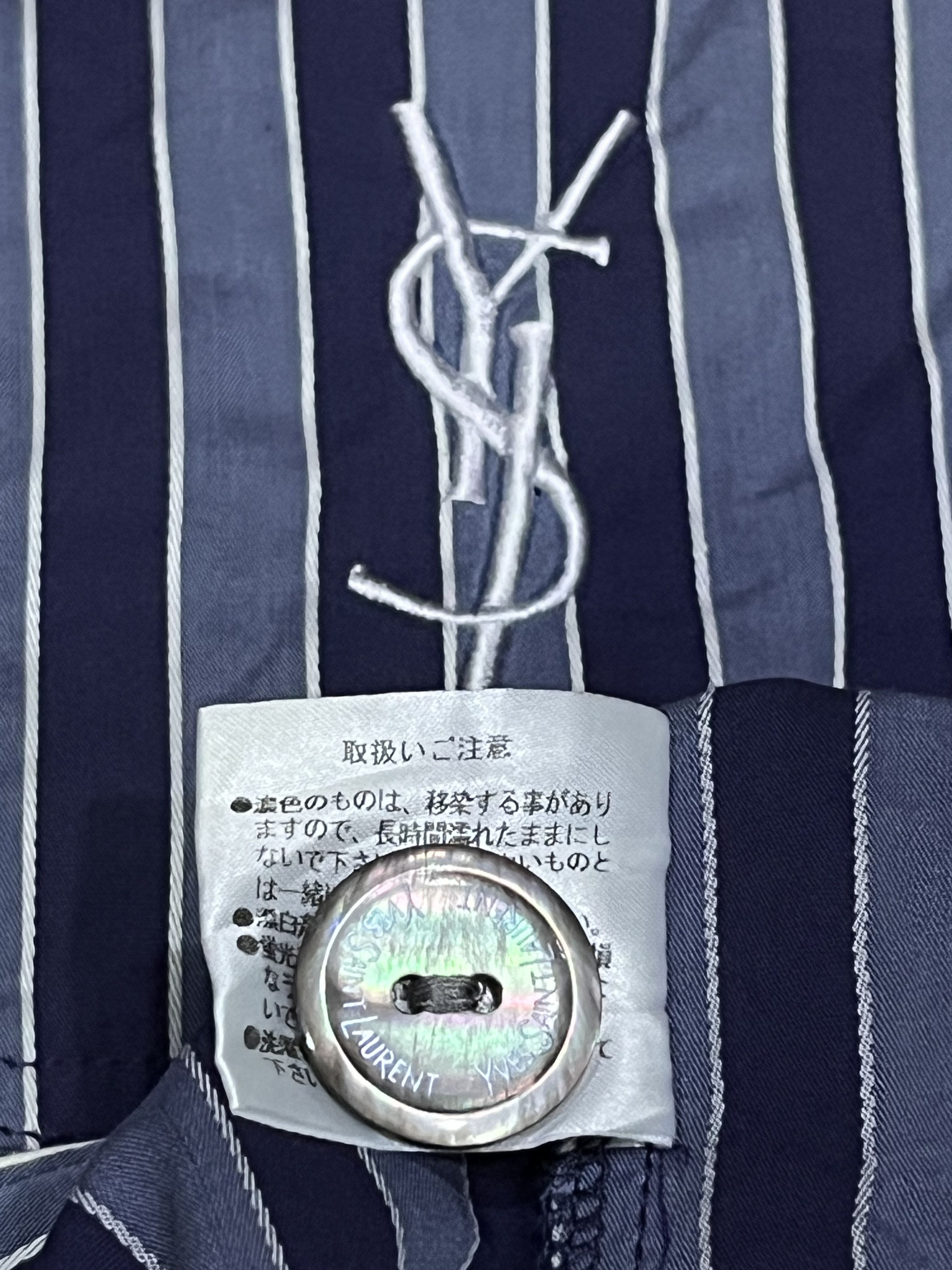 Yves Saint Laurent VERYRARE🔥Vintage YSL Stripe Pajama Set Big Logo Embroidery Size US M / EU 48-50 / 2 - 13 Thumbnail