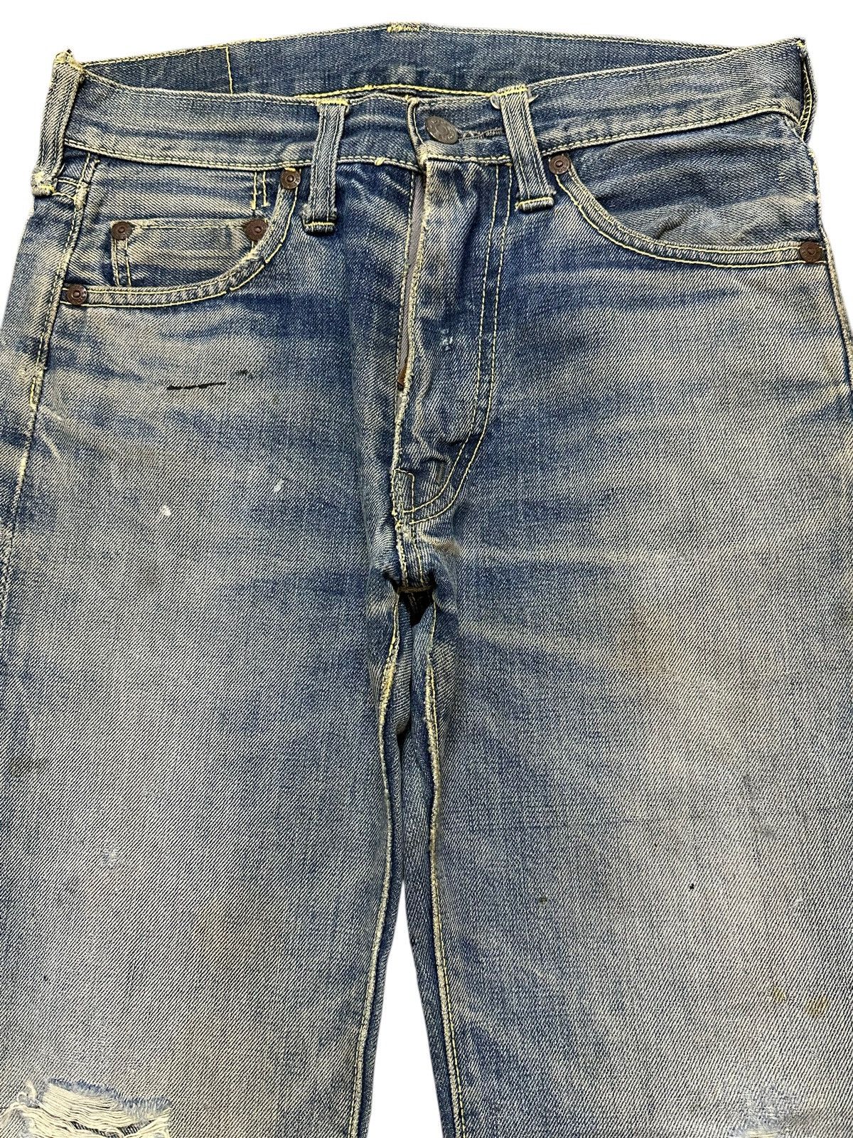 14th Addiction Crazy Vintage 70s Big Stone Mud Wash Painted Distress Flare Size US 27 - 3 Thumbnail