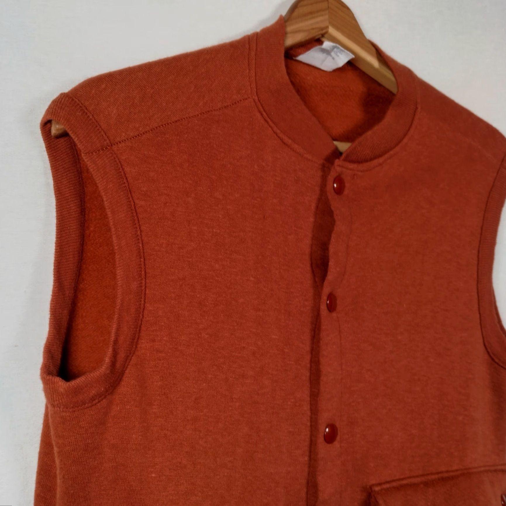 Rusty VINTAGE Unbranded Cotton Sweatshirt Vest Men Medium Rust Orange Snap Closure Retro Sporty Size US M / EU 48-50 / 2 - 6 Thumbnail