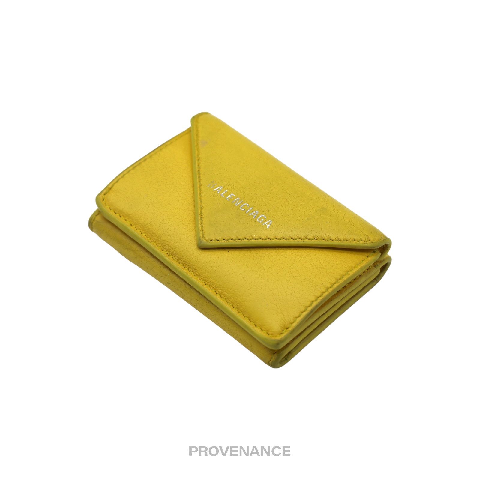 Balenciaga 🔴 Balenciaga Papier Mini Wallet - Yellow Leather Size ONE SIZE - 3 Thumbnail